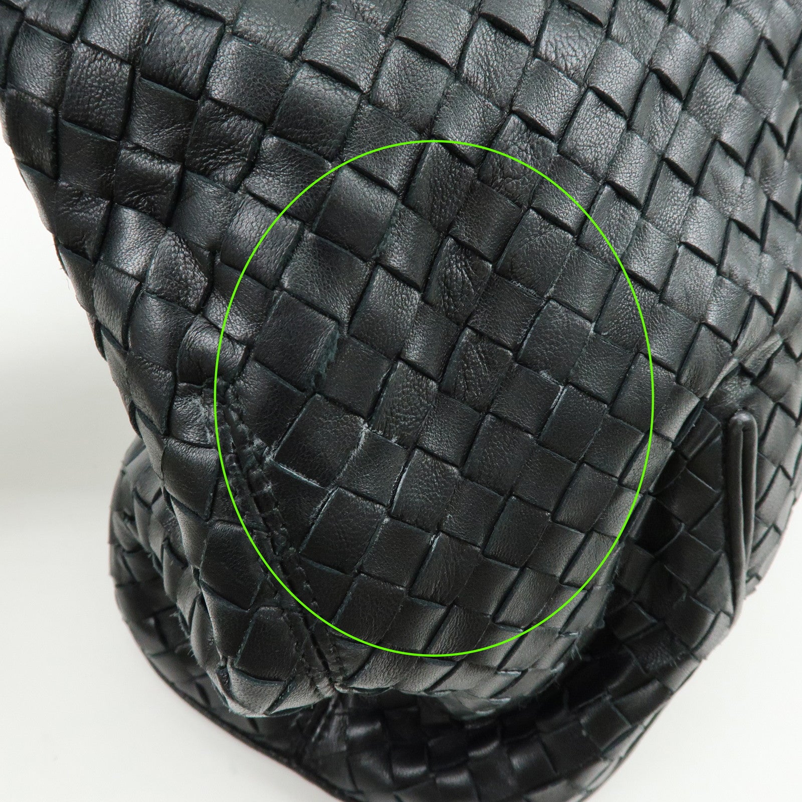 BOTTEGA VENETA Intrecciato Lamb Skin Shoulder Bag Black 145552