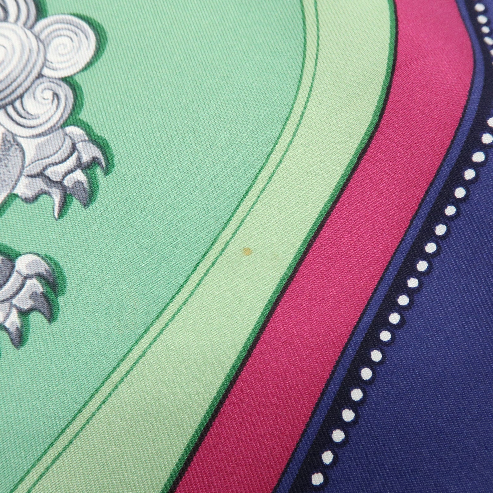 HERMES Carre 90 Silk 100% Scarf TSUBAS Guard Print Purple Green