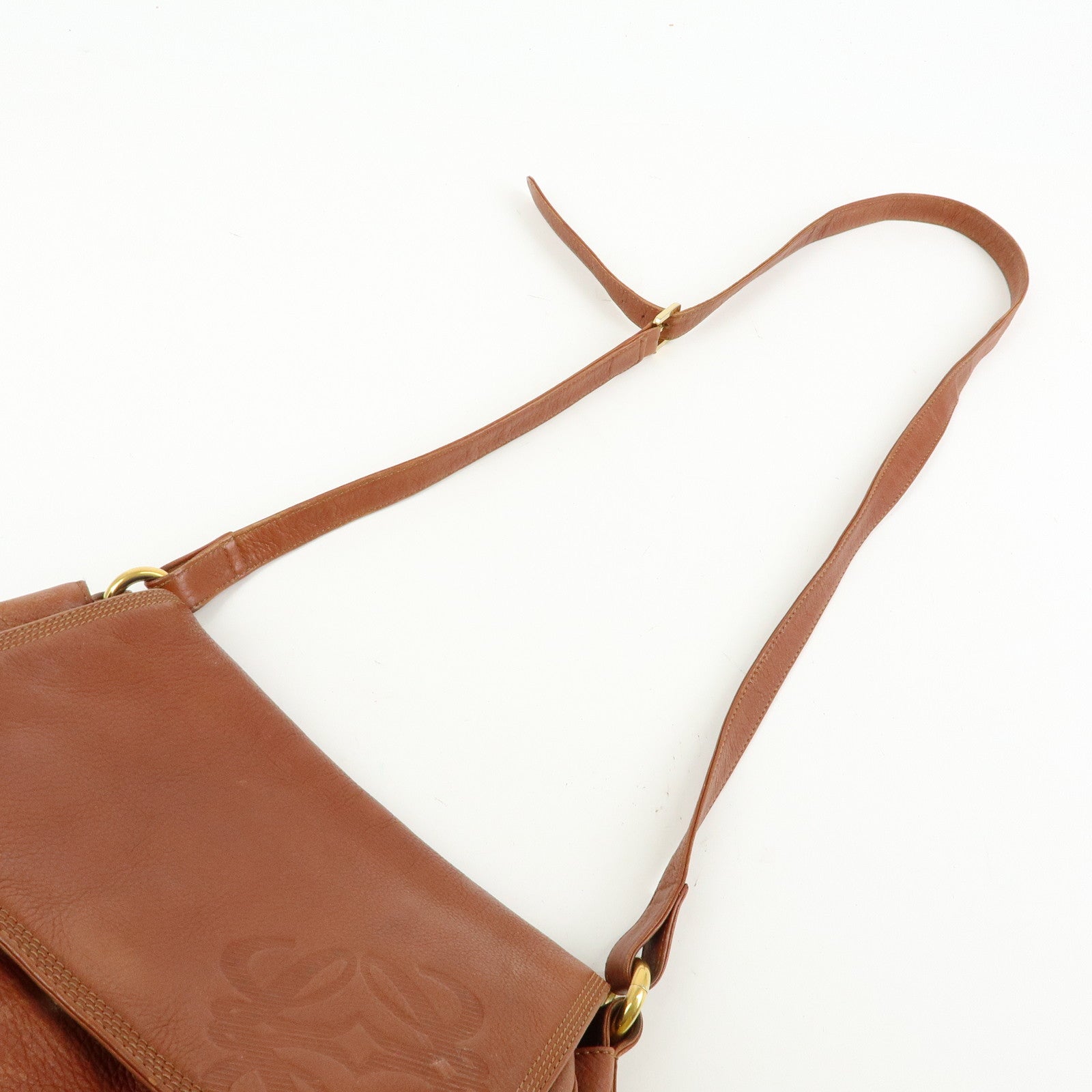 LOEWE Anagram Leather Shoulder Bag Crossbody Bag Brown