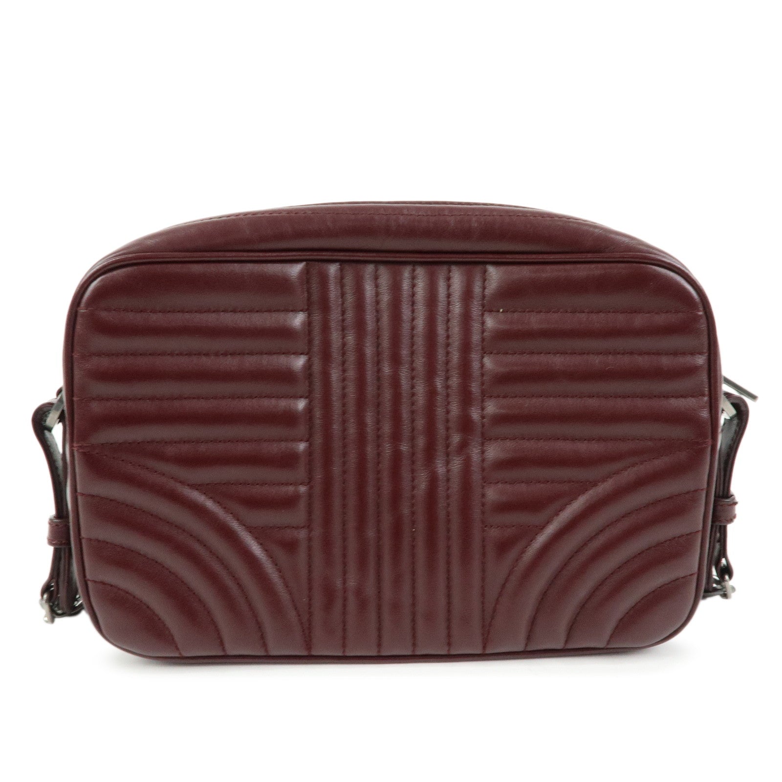 PRADA Leather Chain Shoulder Bag Crossbody Bag Bordeaux 1BH083