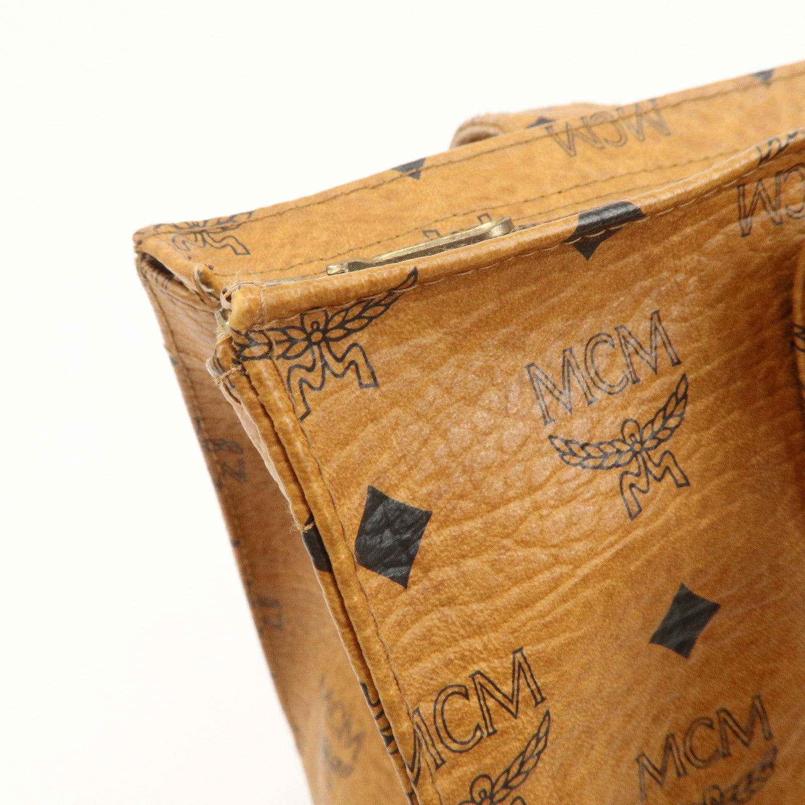 MCM Visetos Leather Shoulder Bag Tote Bag Brown