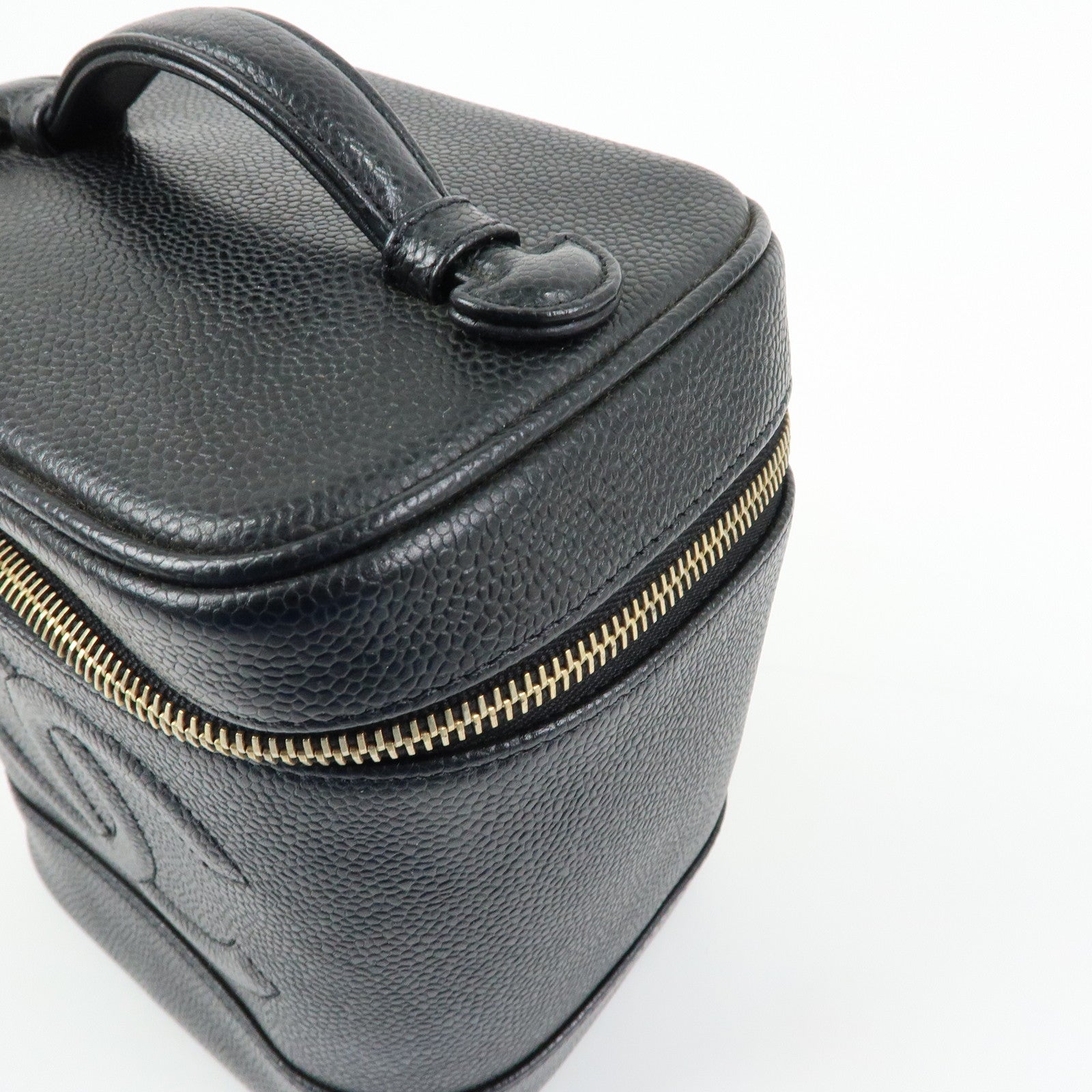 CHANEL COCO Mark Caviarskin Vanity Bag Hand Bag Black A01998