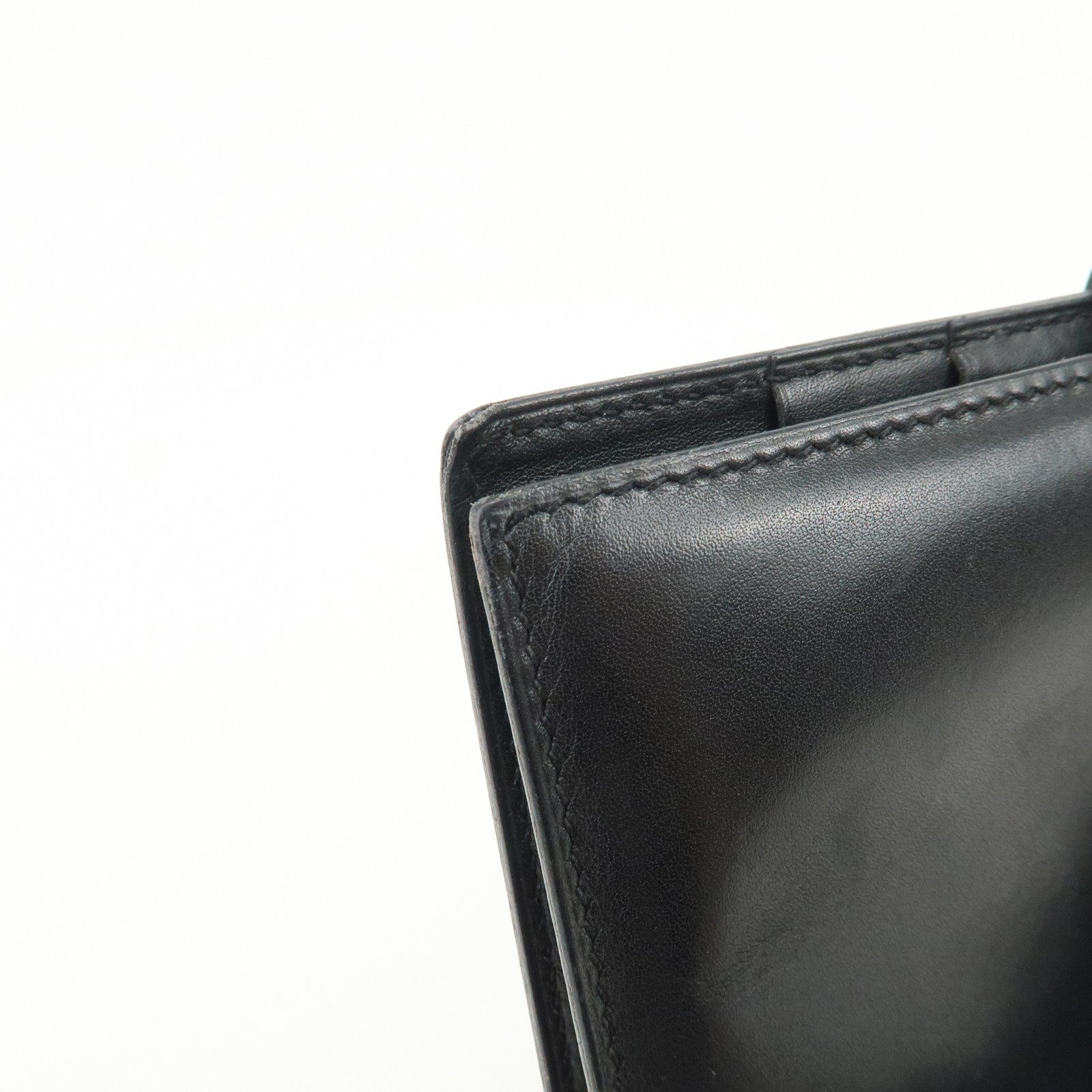 HERMES Box Calf Leather Beant Classic Long Wallet Black