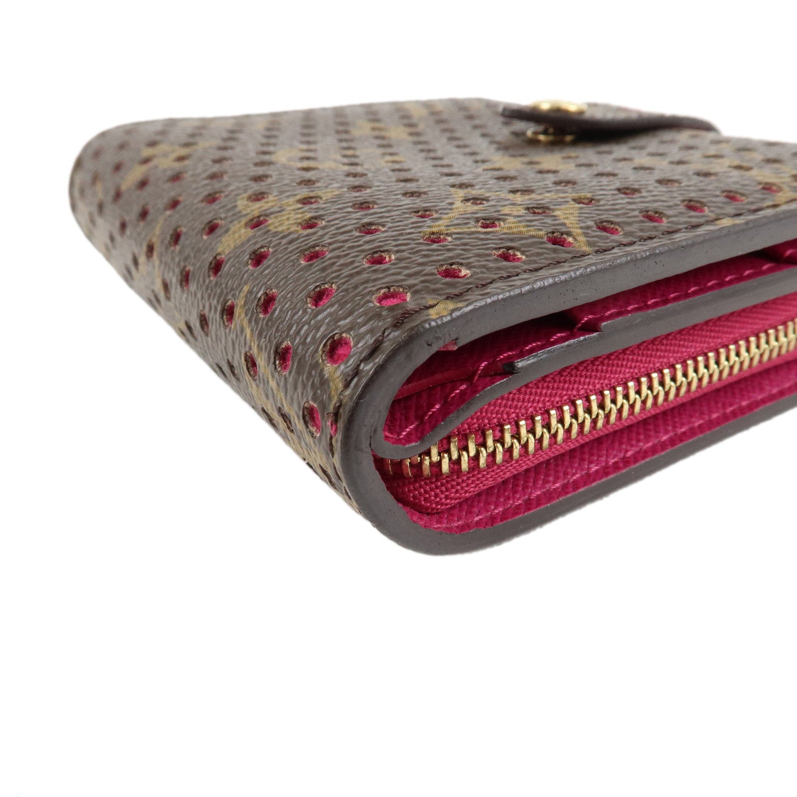 Louis Vuitton Monogram Perfor Compact Zip Bi-fold Wallet Fuchsia M95188 Used
