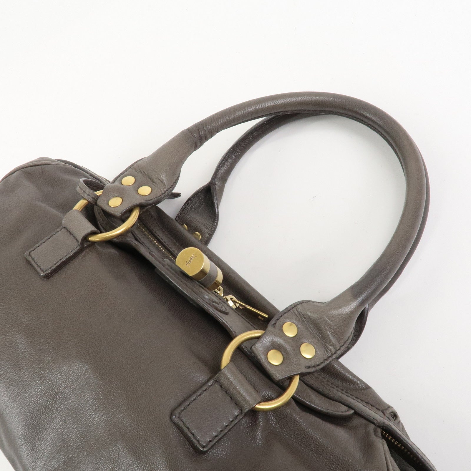 SAINT LAURENT PARIS Muse Leather Shoulder Bag Hand Bag Gray 168269