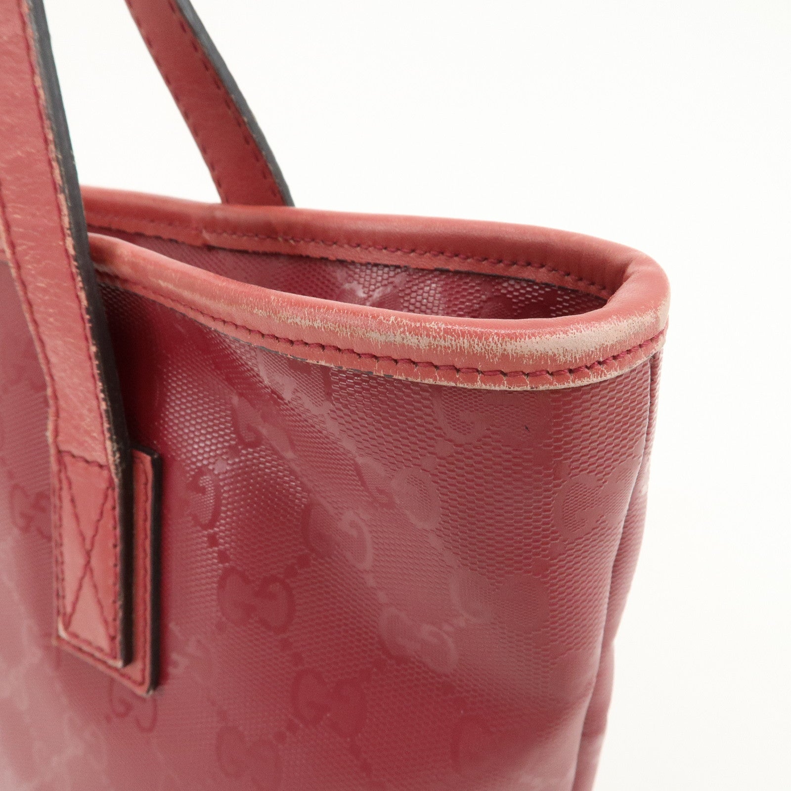 GUCCI Logo GG Imprime Leather Tote Bag Shoulder Bag Pink 211138