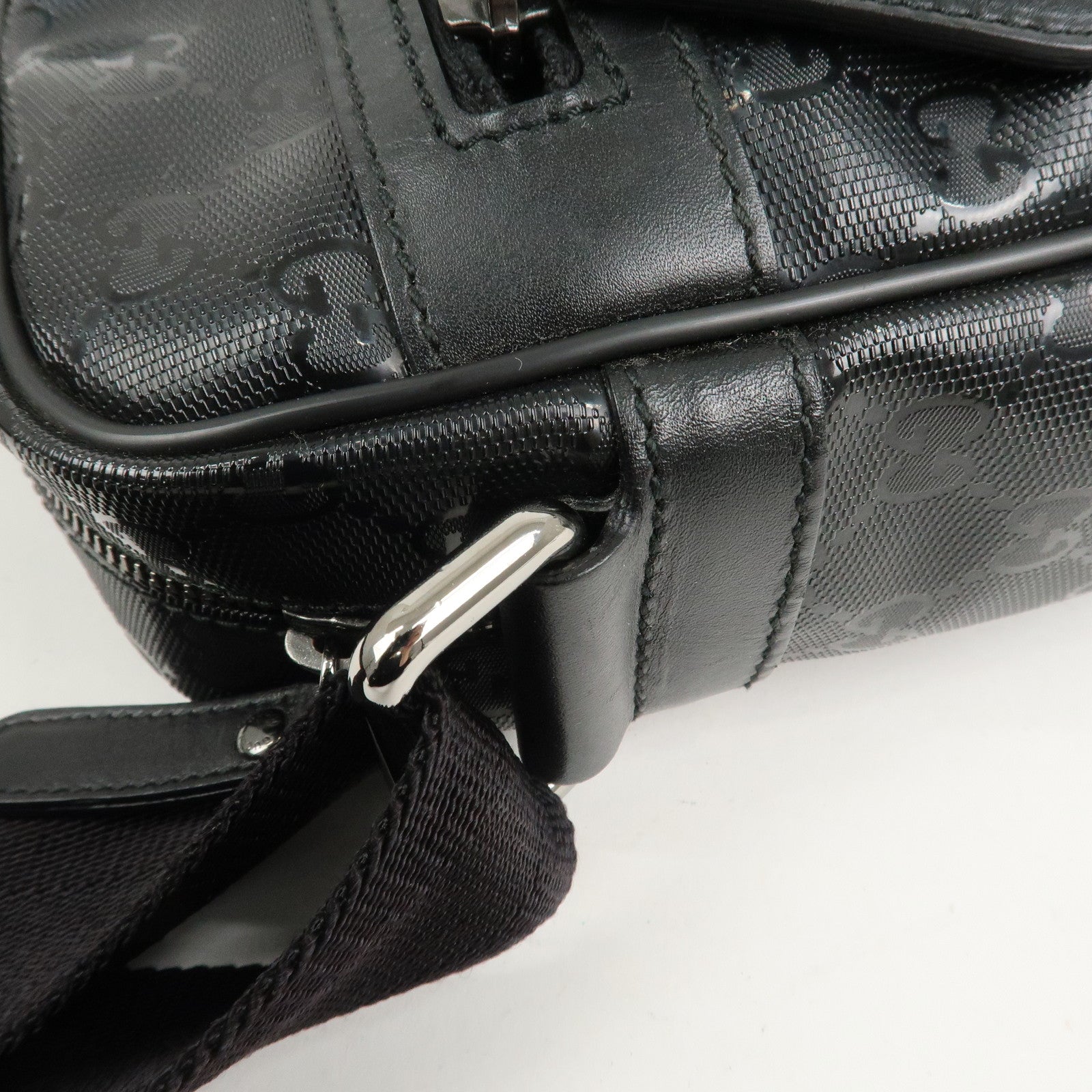 GUCCI GG Imprime Monogram PVC Shoulder Bag Cross Body Bag Black 201448