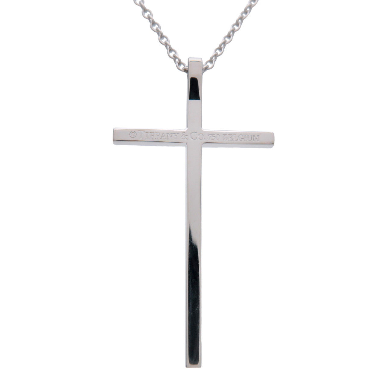 Tiffany & Co Metro Cross Diamond Necklace K18 750WG White Gold