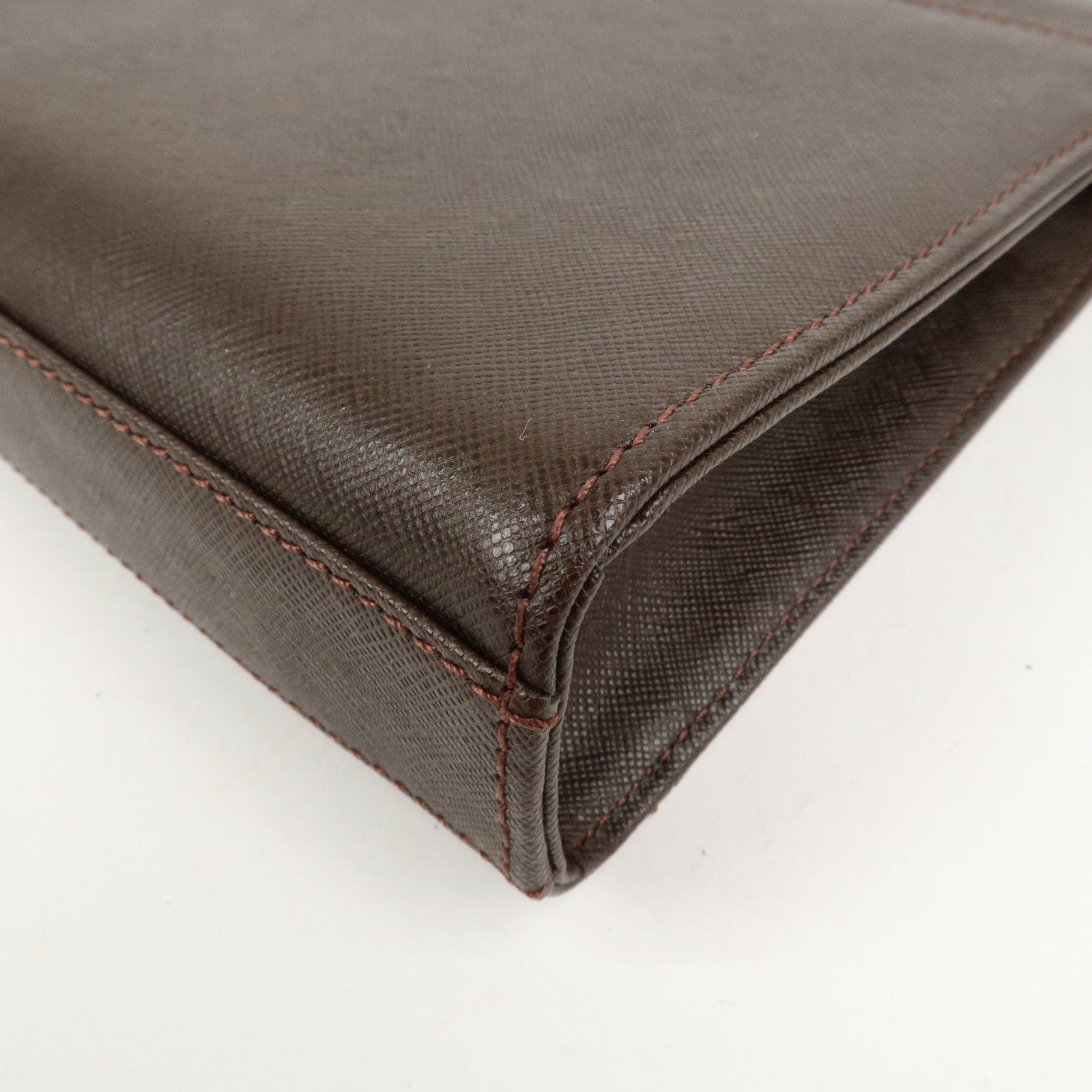 BURBERRY Leather Clutch Bag Hand Bag Pouch Brown
