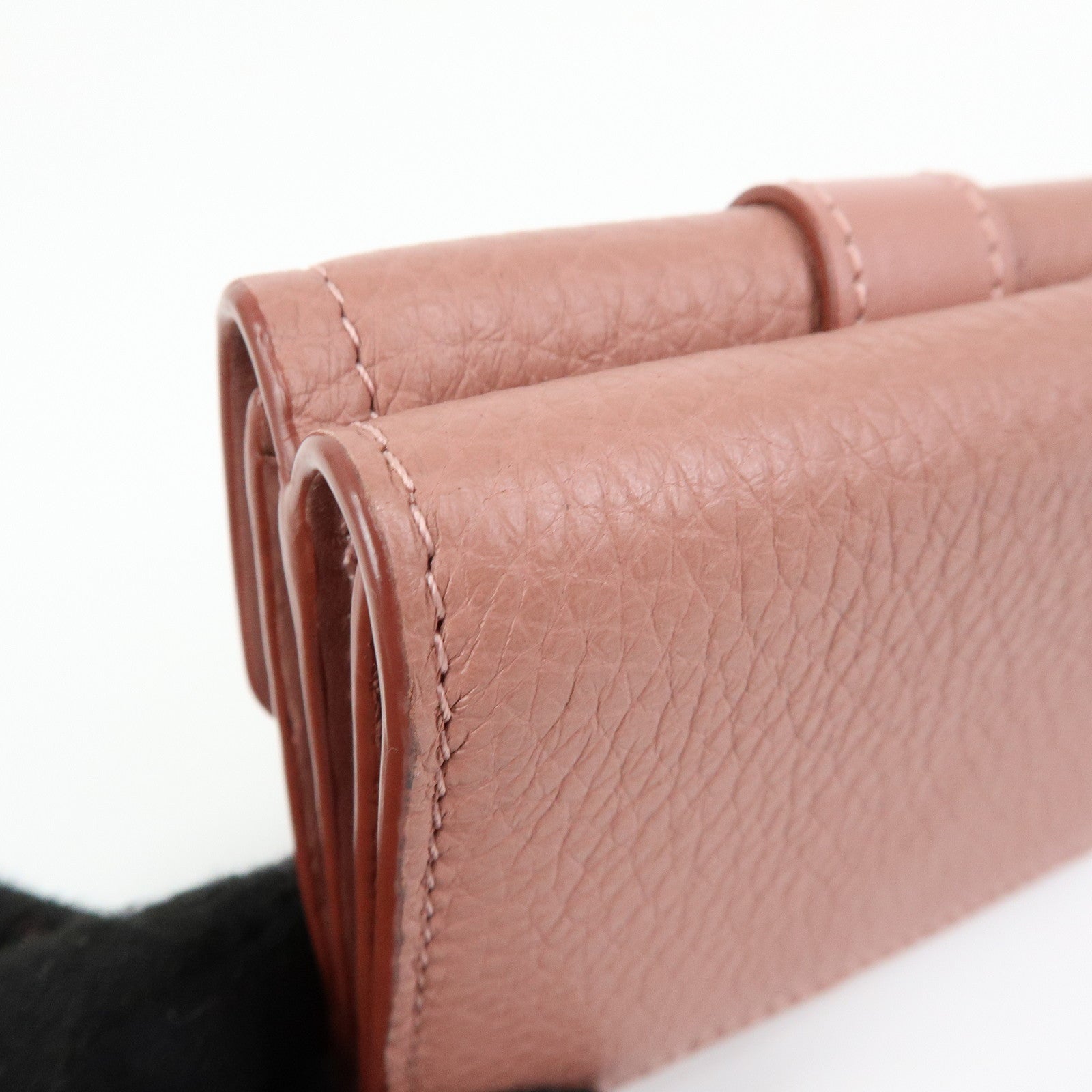 Chloe Aby Lock Leather Compact Trifold Wallet Pink