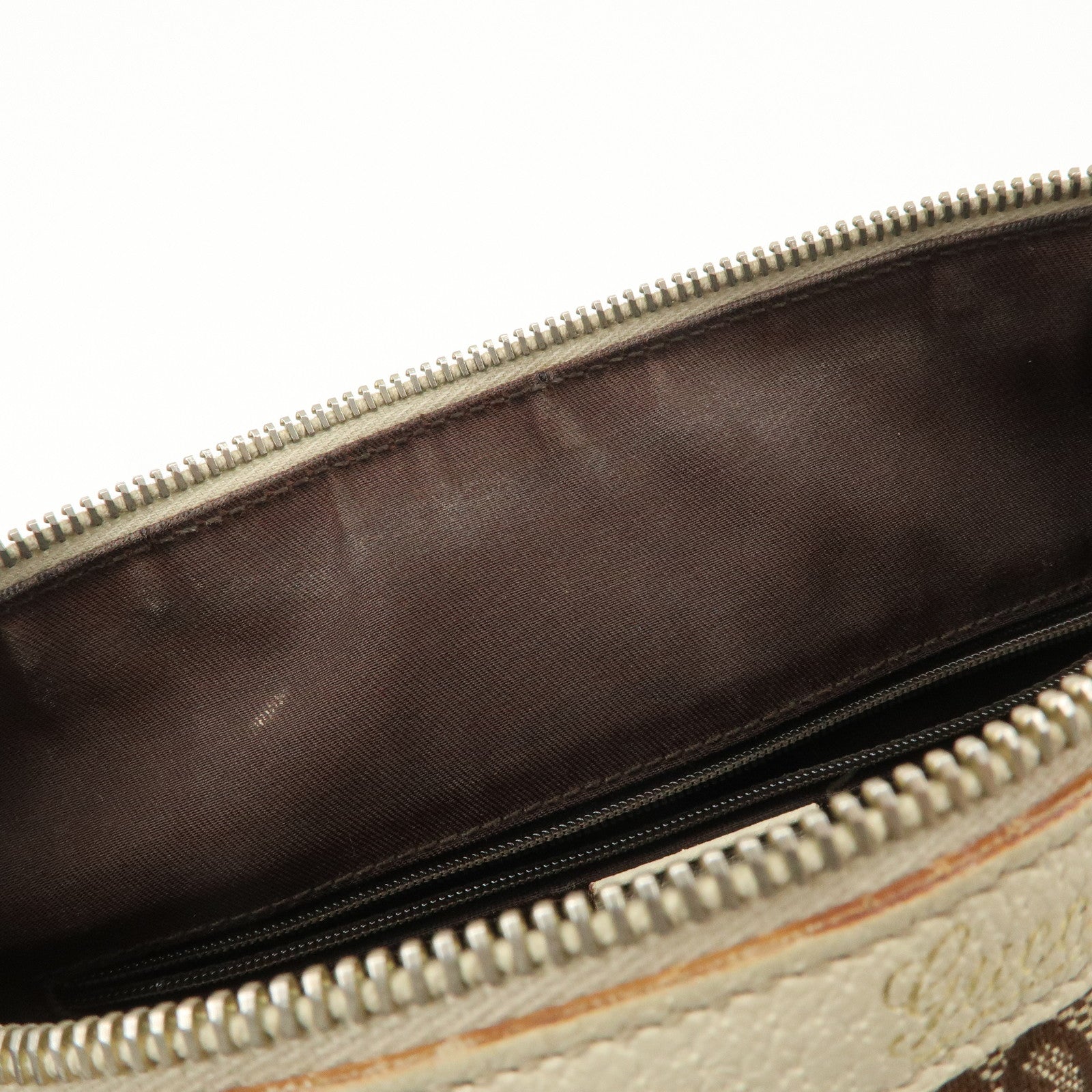 GUCCI Abbey GG Canvas Leather Boston Bag Beige Brown 130942