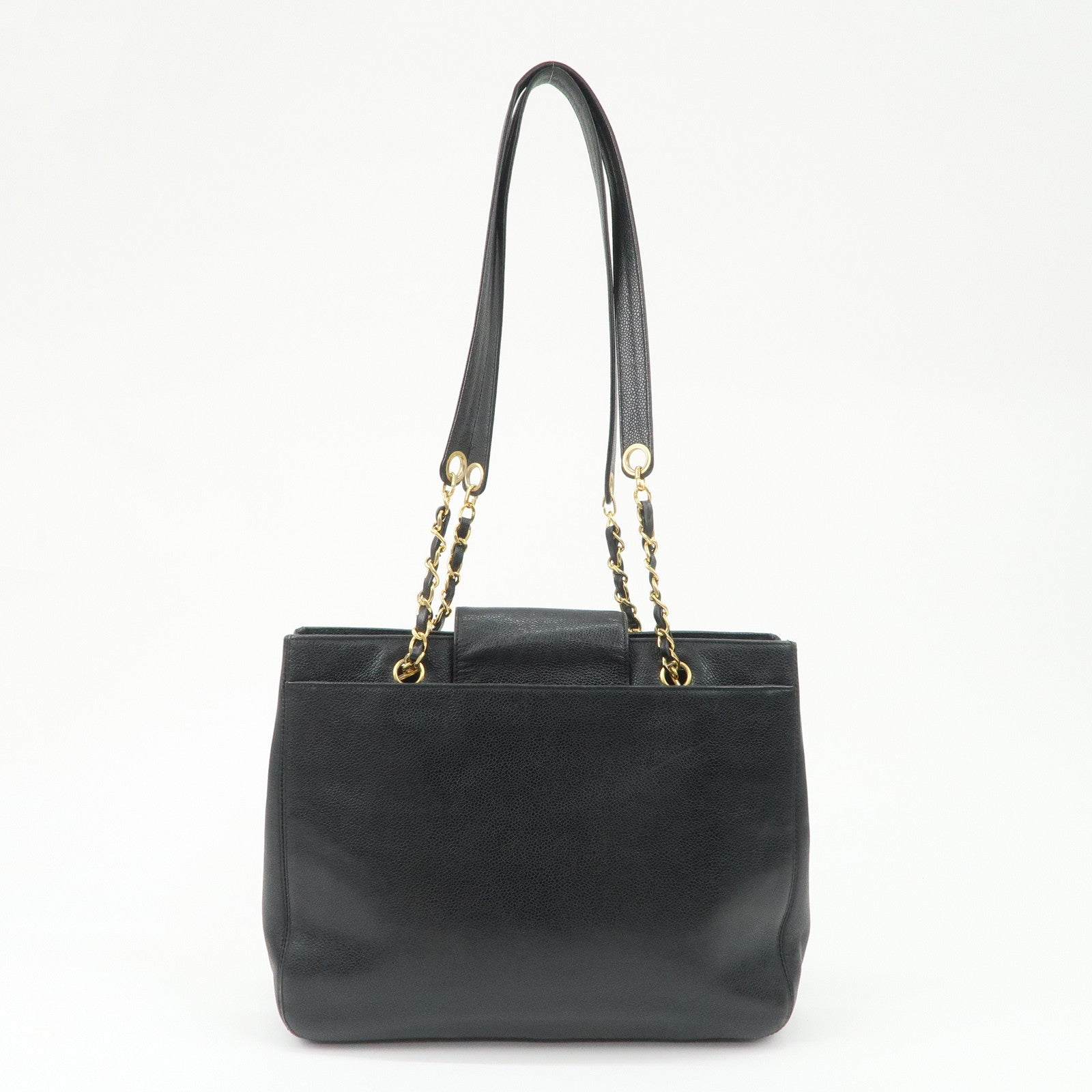 CHANEL Caviarskin Chain Tote Bag Shoulder Bag Black