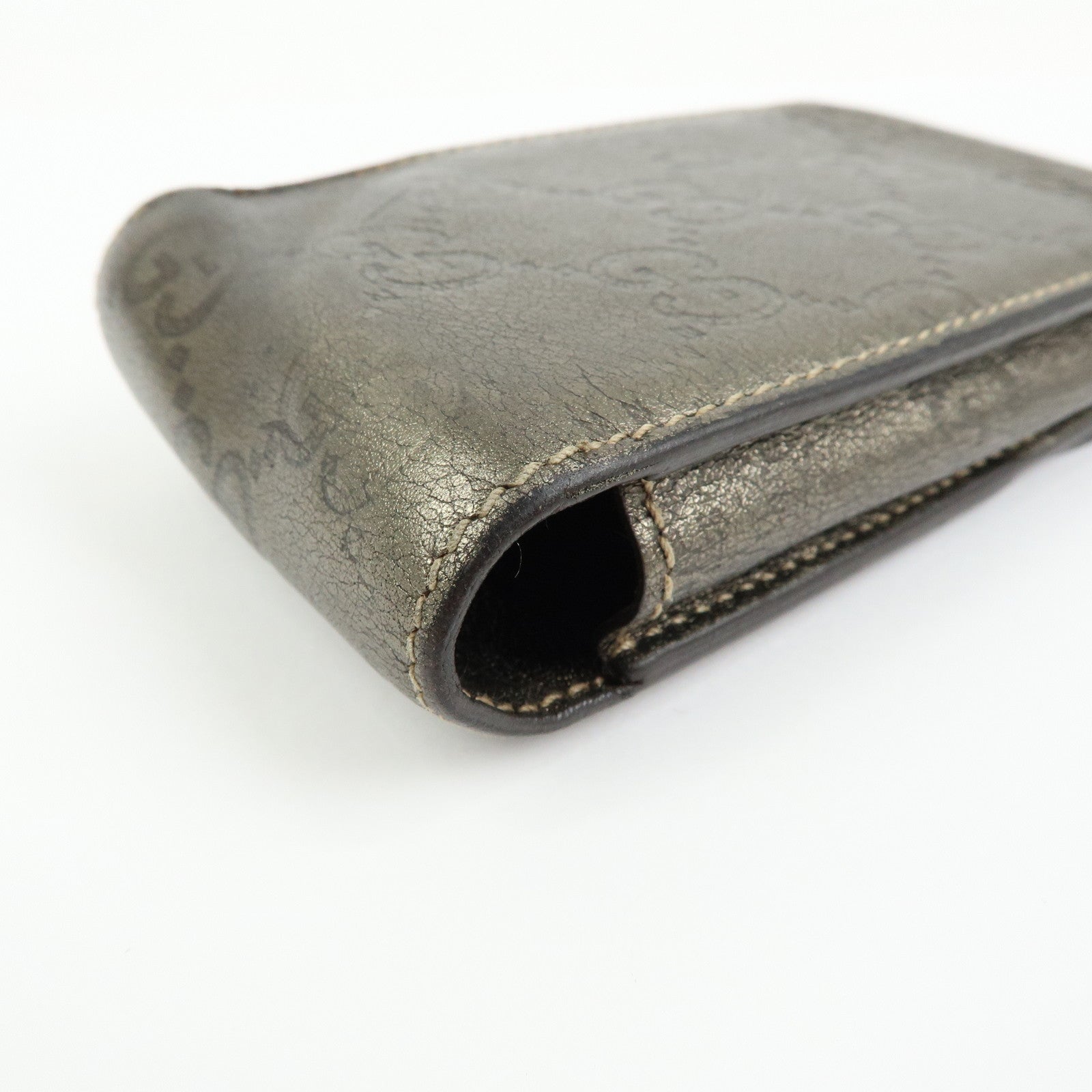 GUCCI Guccissima Leather Cigarette Case Gunmetal 181716