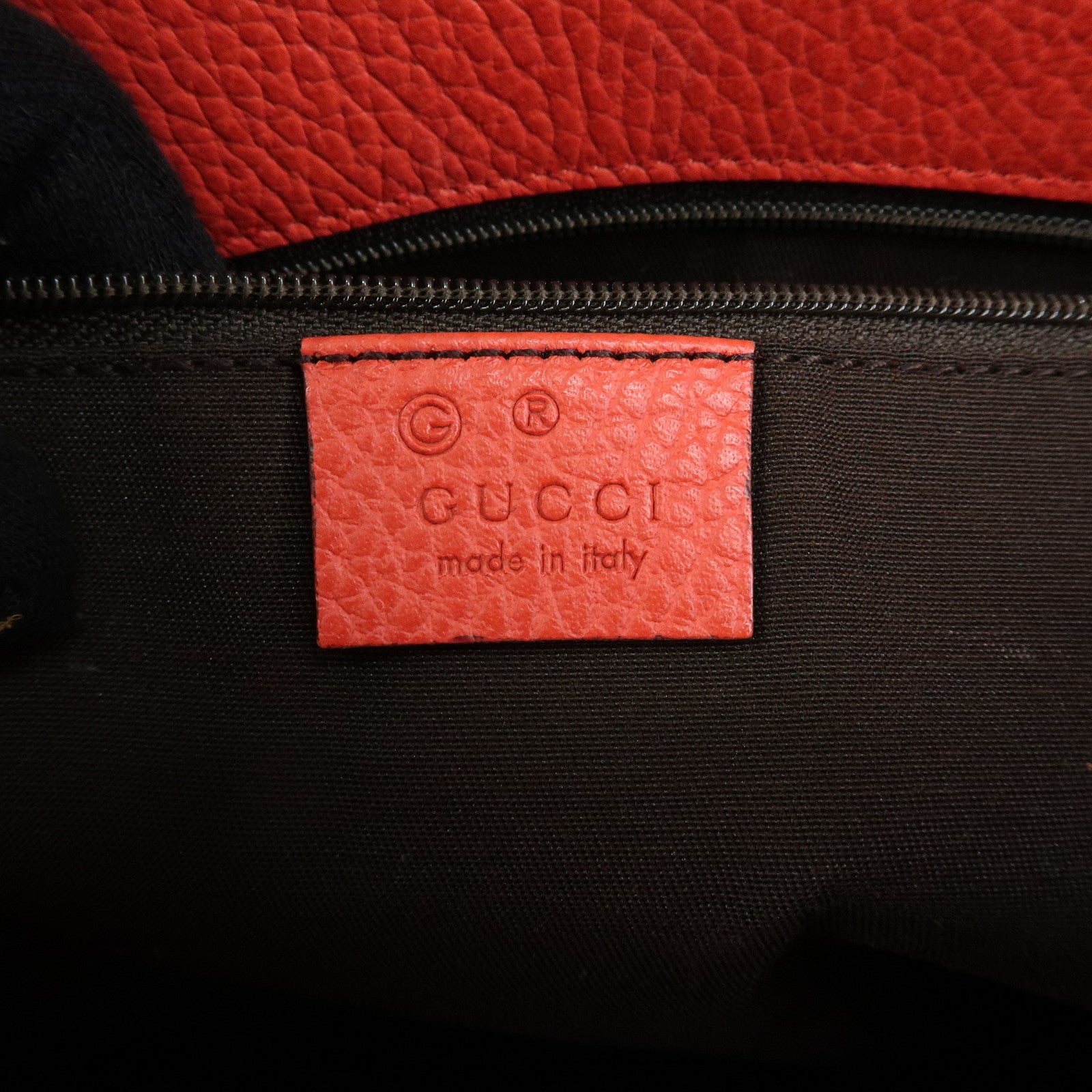 GUCCI Logo Leather Tote Bag Shoulder Bag Hand Bag Red 380118