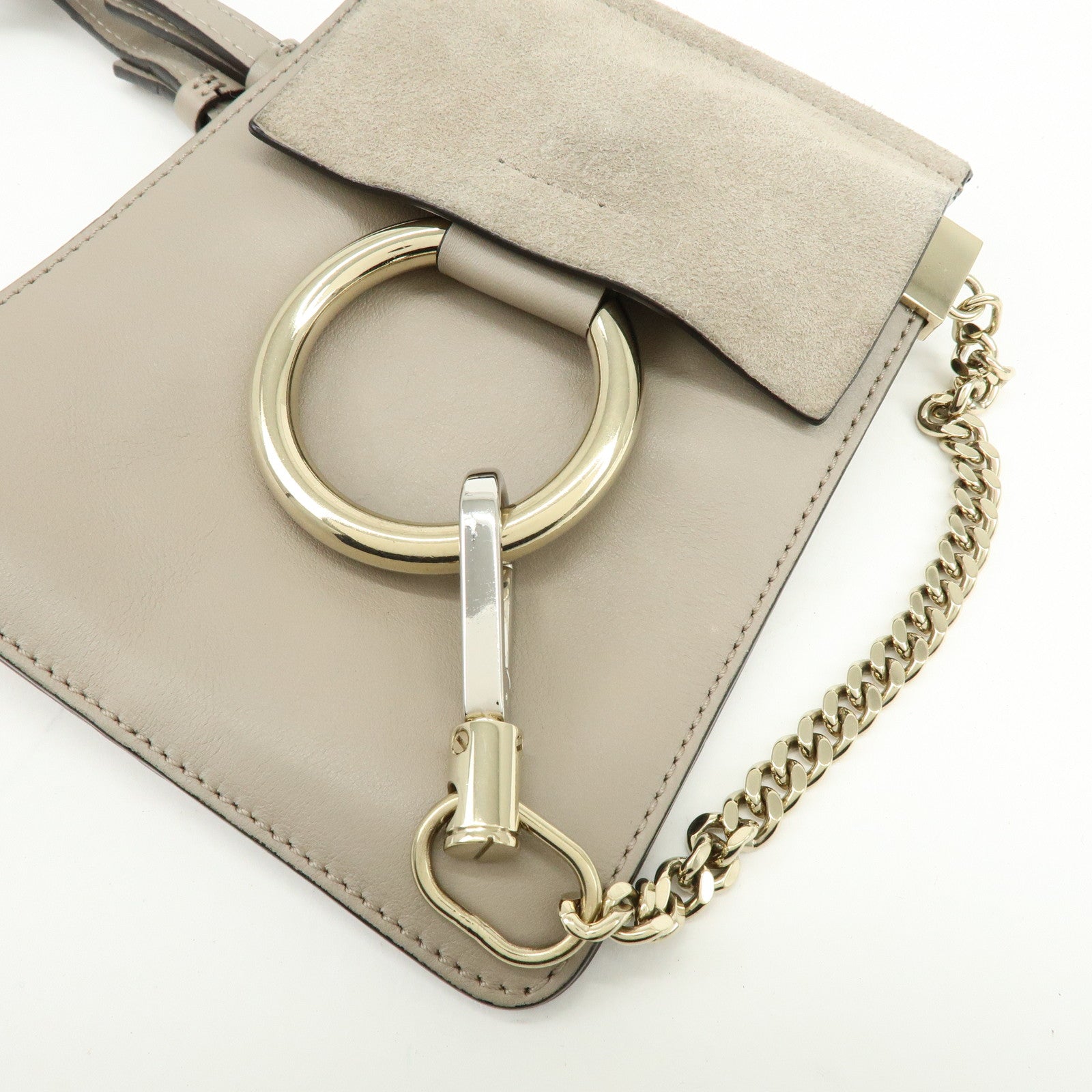 Chloe Faye Suede Leather Shoulder Bag Crossbody Bag Beige