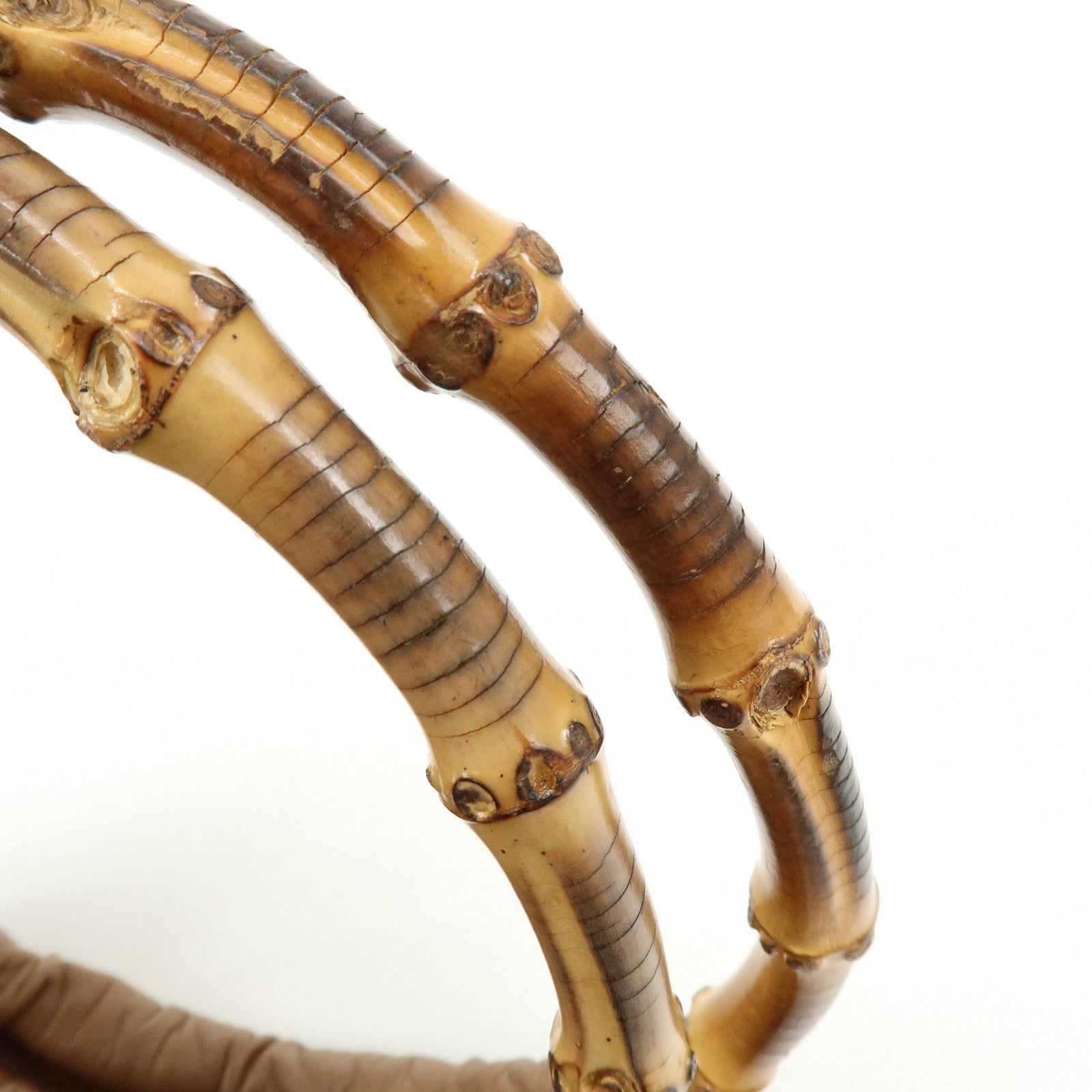 GUCCI Old Gucci Bamboo Leather Hand Bag Brown 26.000.5686