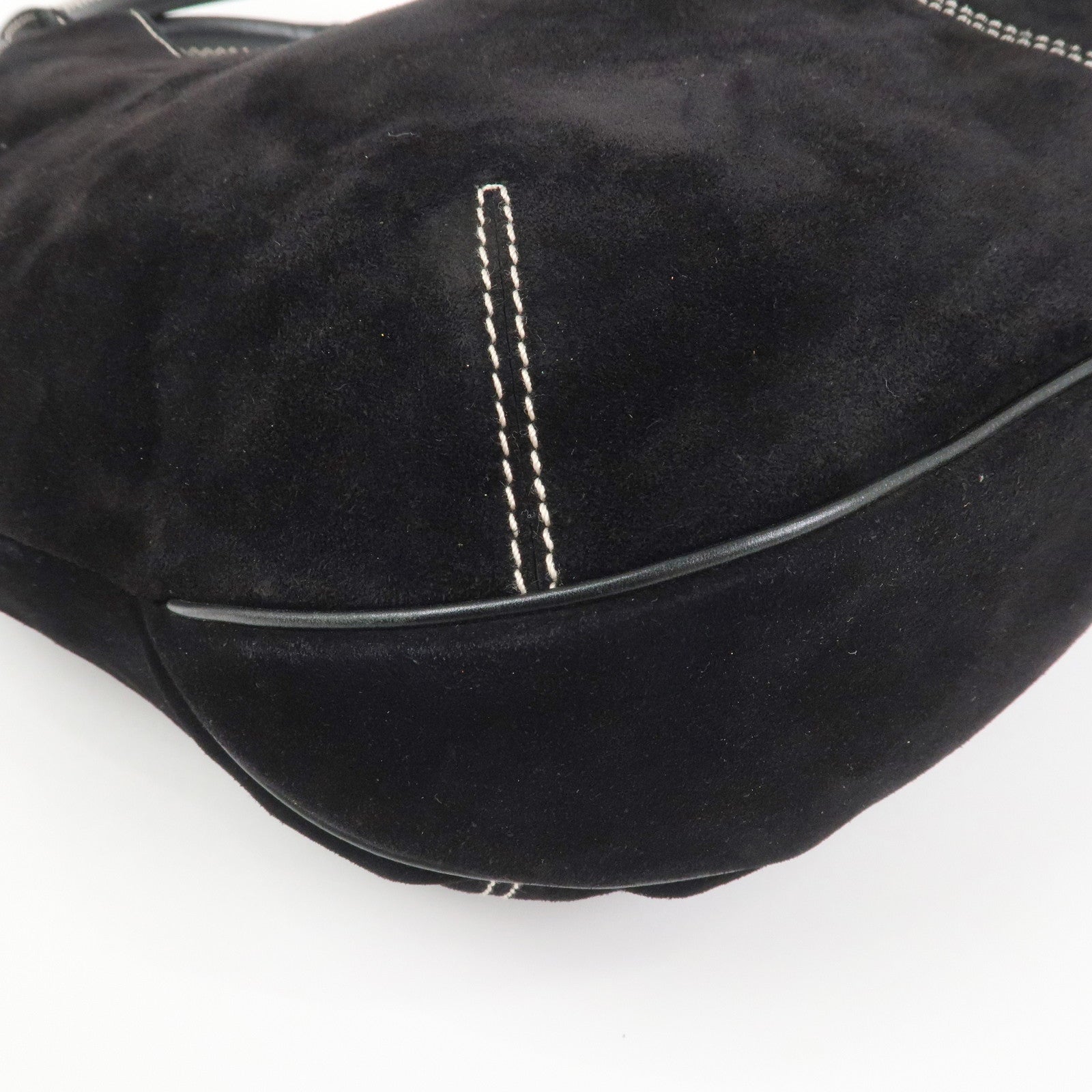 Ferragamo Suede Shoulder Bag Hand Bag Black White