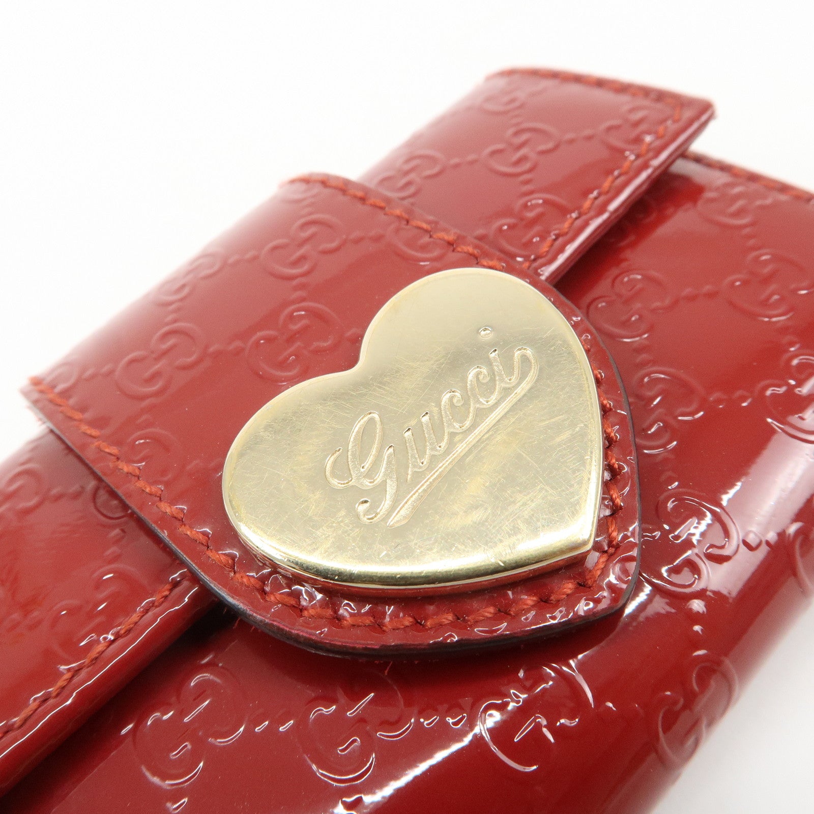 GUCCI Micro Guccissima Patent Leather 6 Ring Key Case Red 203551