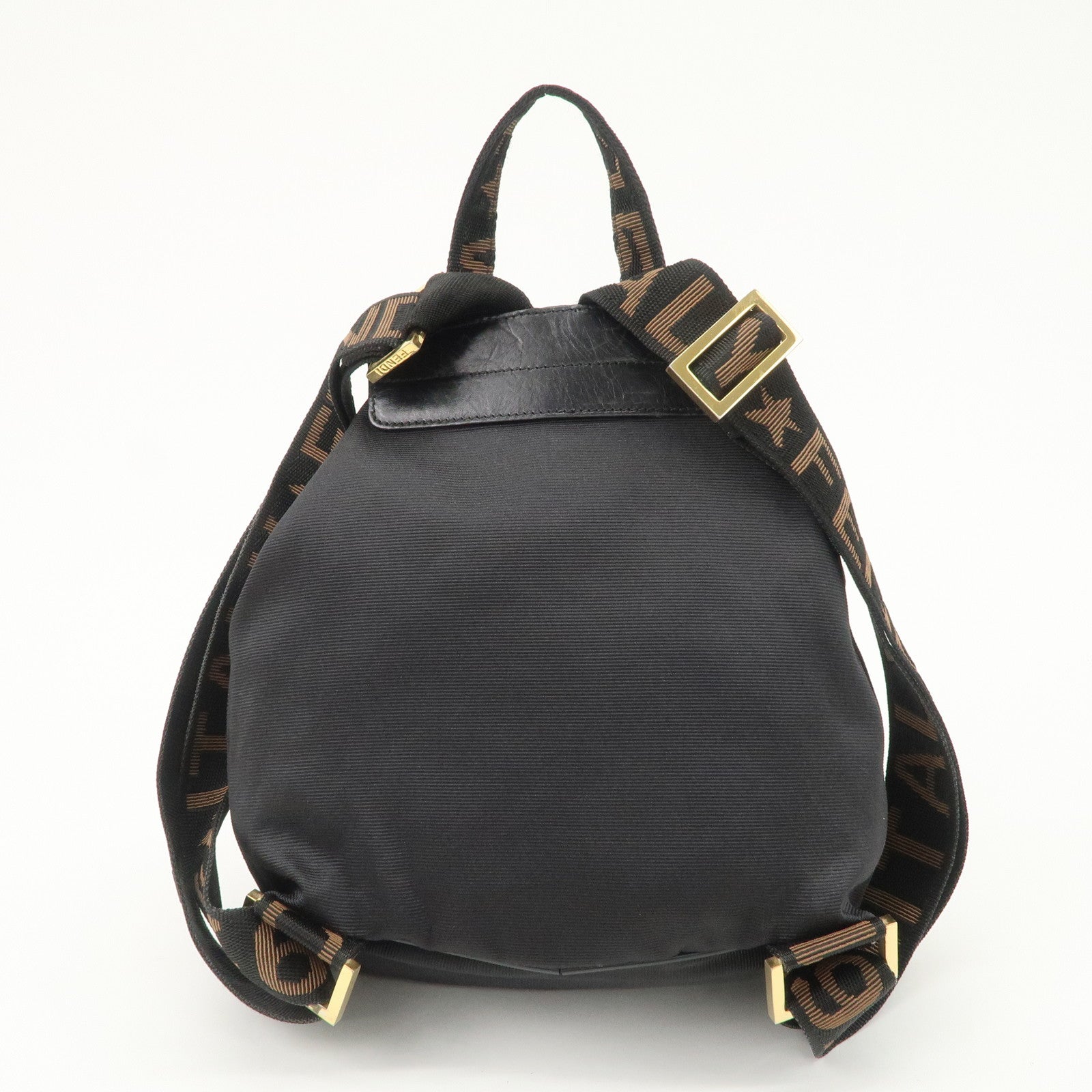 FENDI Nylon Leather Back Pack Black Gold Hardware 263390