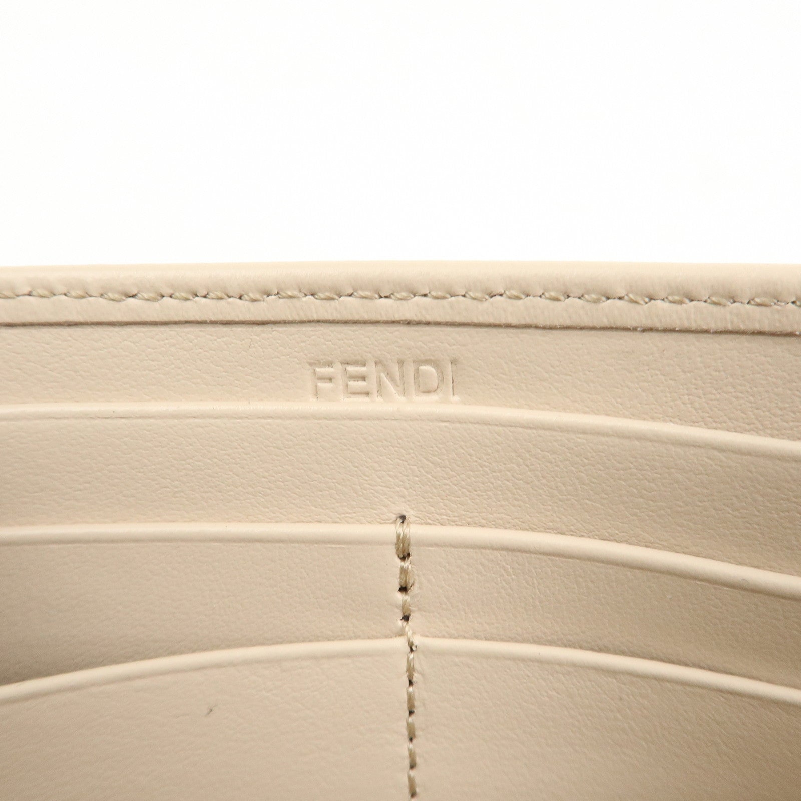 FENDI Logo Leather Flap Continental Long Wallet Beige 8M0251