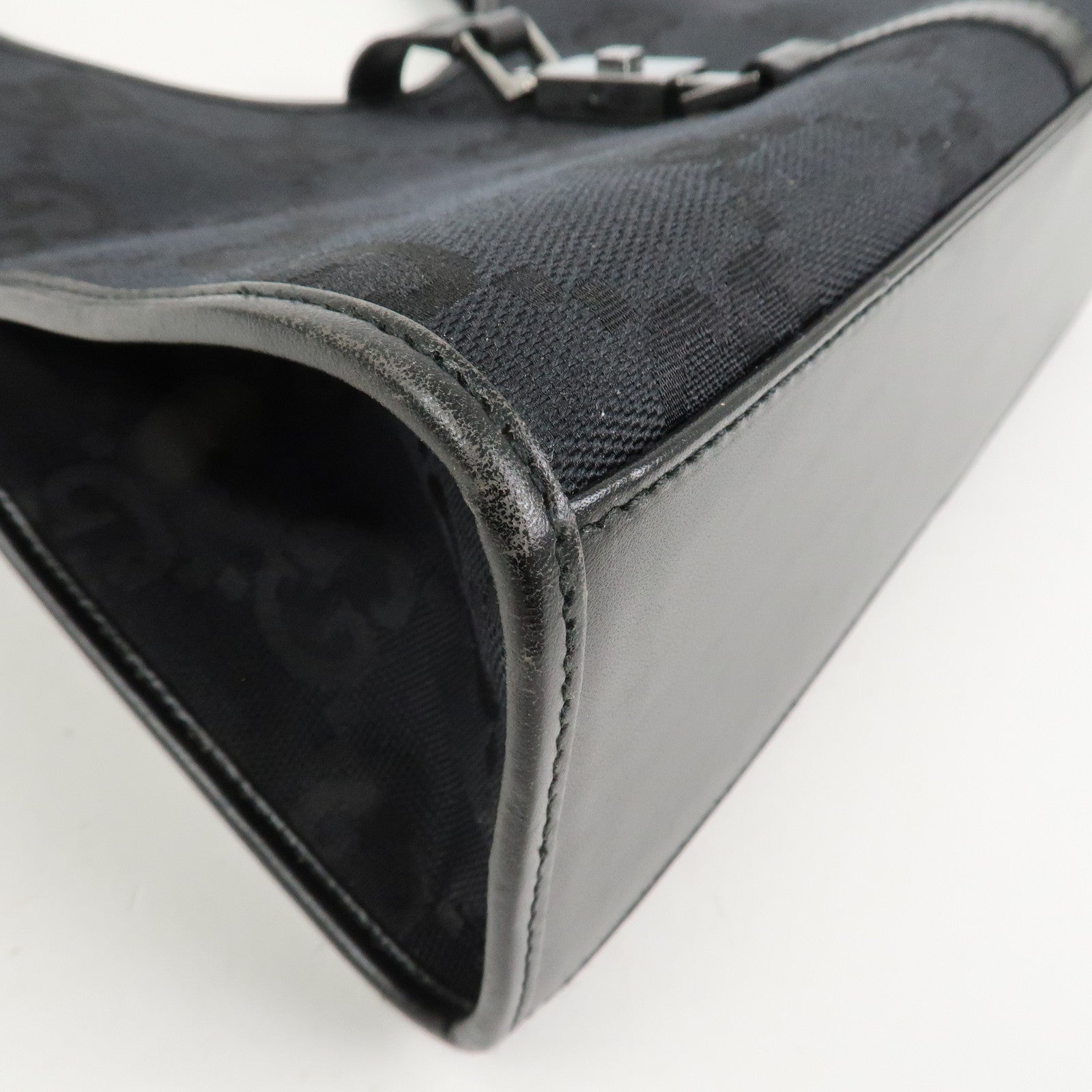 GUCCI Jackie GG Canvas Leather Shoulder Bag Hand Bag Black 002.1067