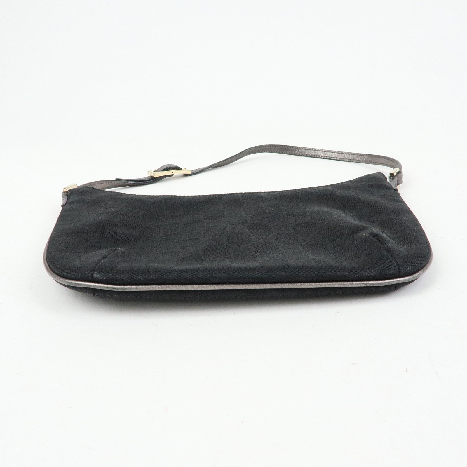 GUCCI GG Canvas Leather Shoulder Bag Hand Bag Black 005.0813