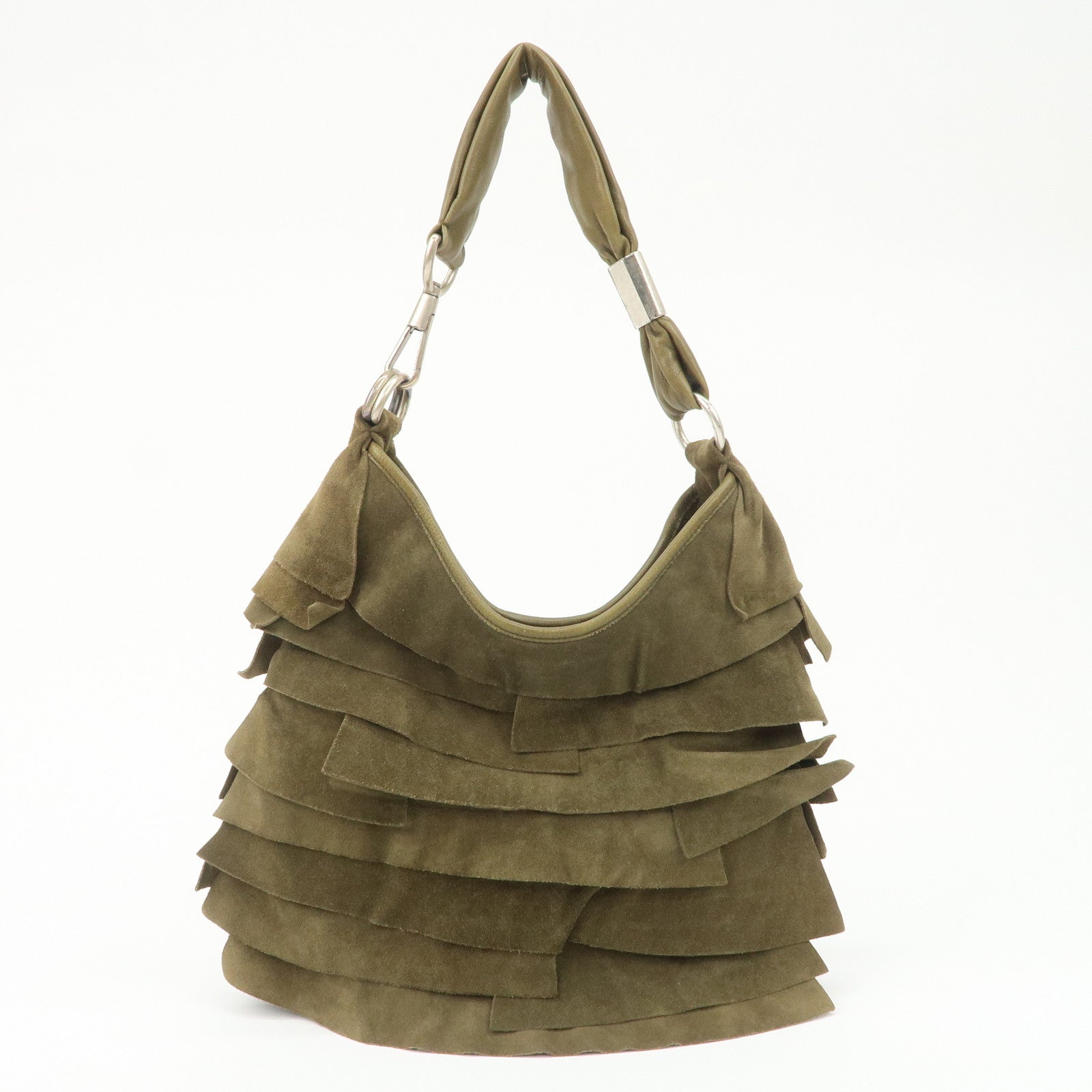 SAINT LAURENT Saint Tropez Suede Leather Shoulder Bag Khaki 12245