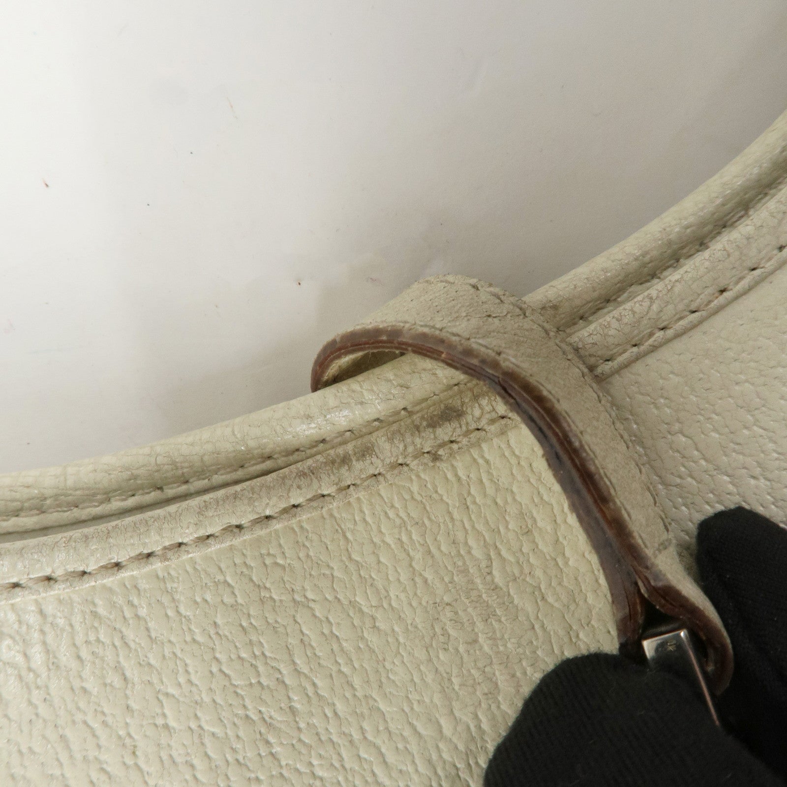 GUCCI Jackie Leather Shoulder Bag Hand Bag Ivory Silver HDW Used