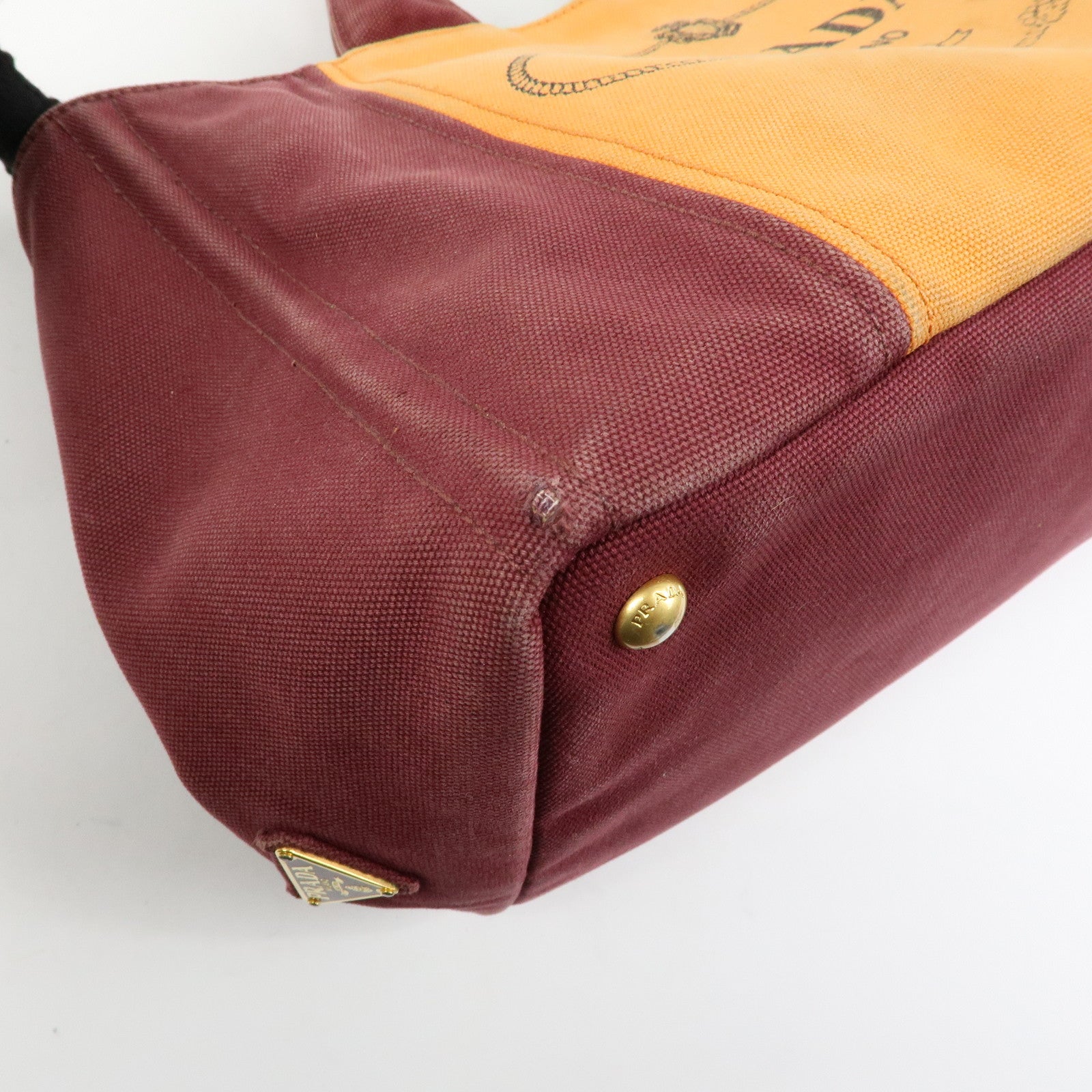 PRADA Logo Canapa Canvas 2Way Bag Tote Bag Orange Purple B1877G