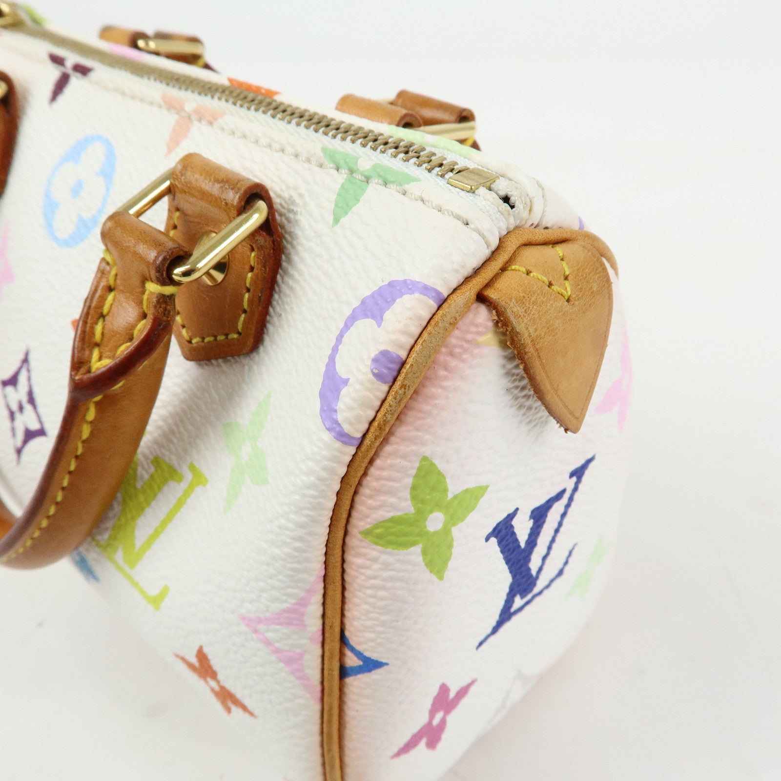 Louis Vuitton Monogram Multicolor Mini Speedy Hand Bag Blanc M92645