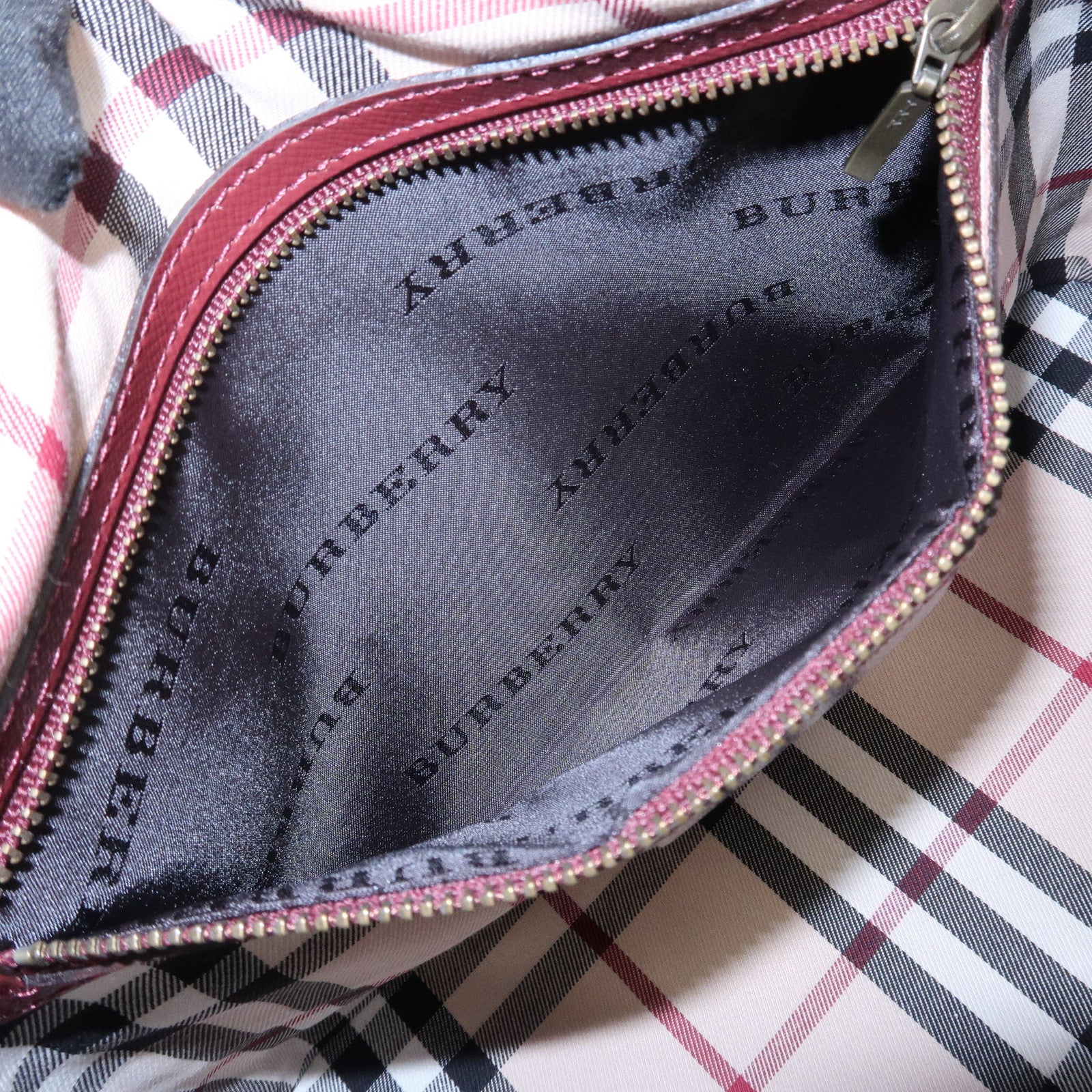 BURBERRY Leather Shoulder Bag Hand Bag Bordeaux Gold HDW
