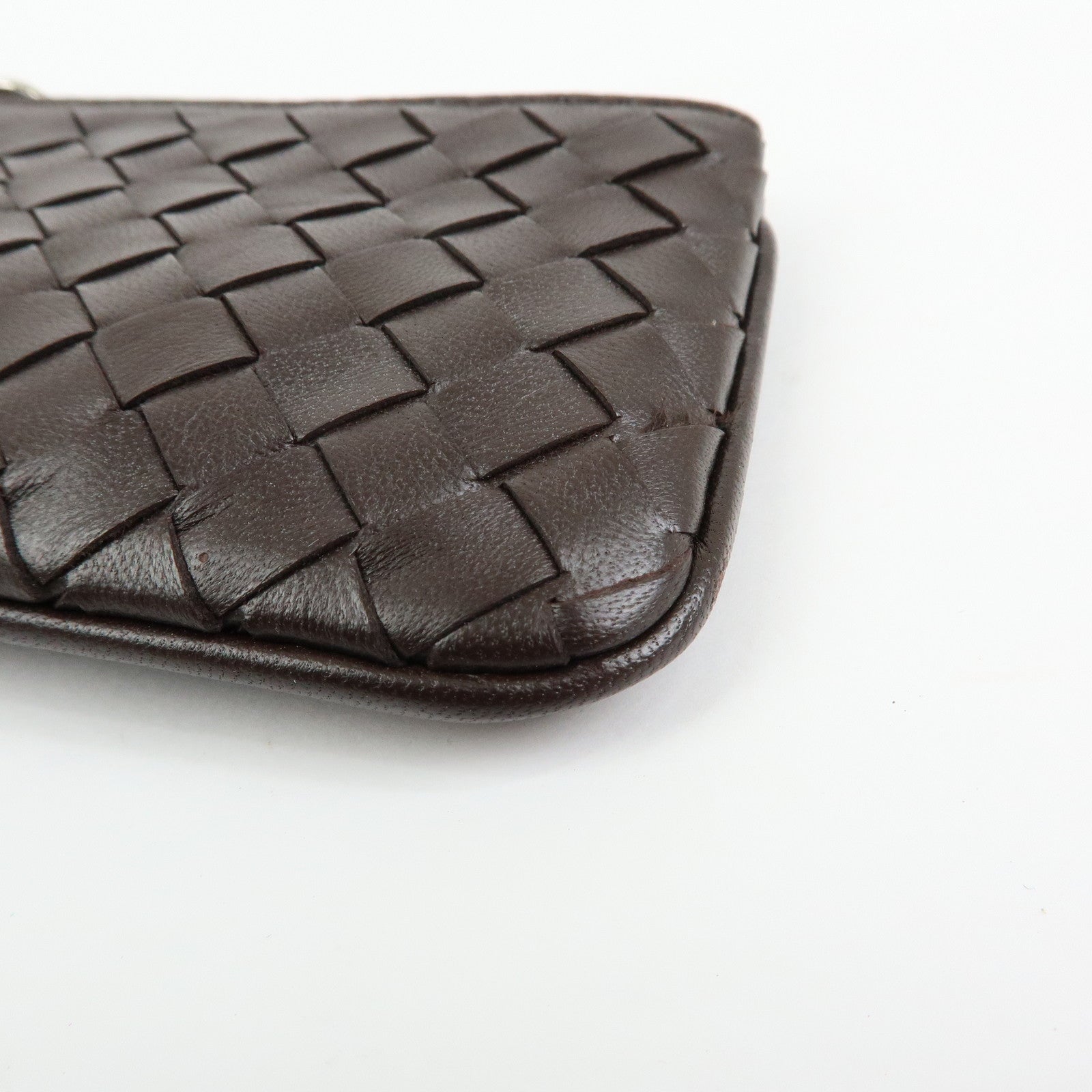 BOTTEGA VENETA Intrecciato Leather Coin Key Case Brown 131232