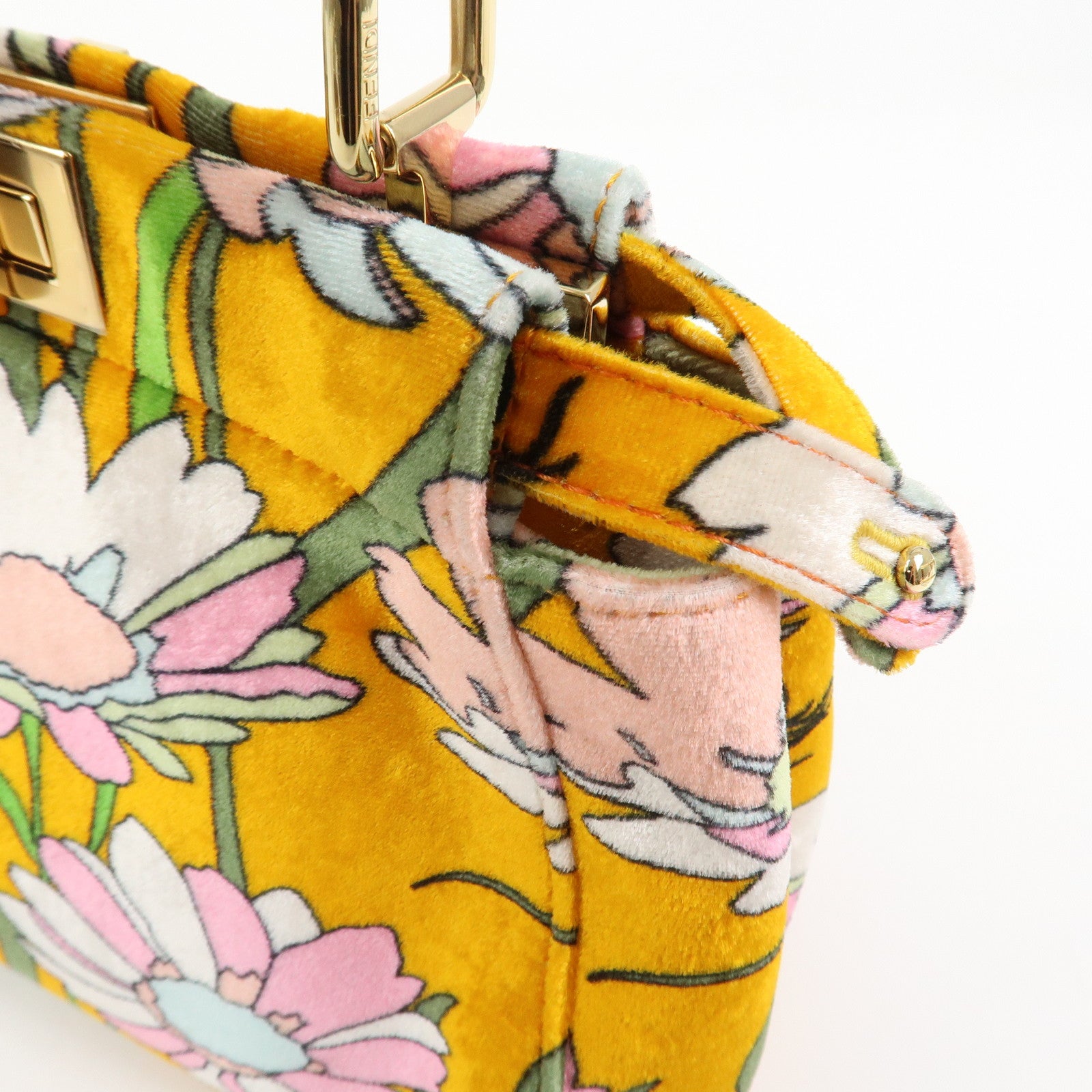 FENDI Peekaboo Small Velour 2Way Shoulder Bag Hand Bag BN244