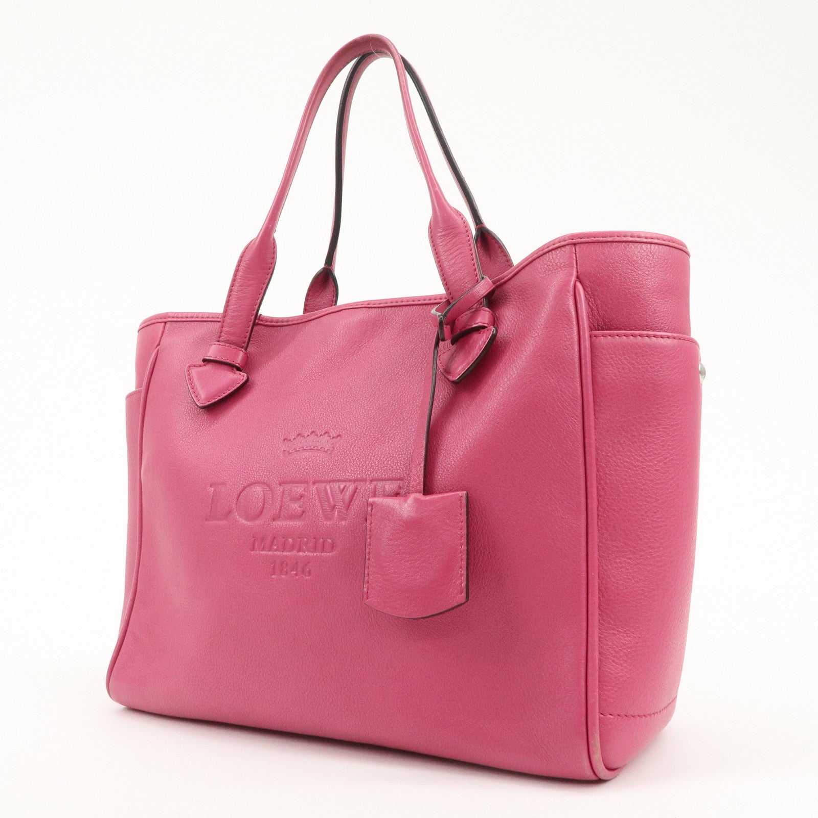 LOEWE Heritage Leather Tote Bag Hand Bag Shoulder Bag Pink