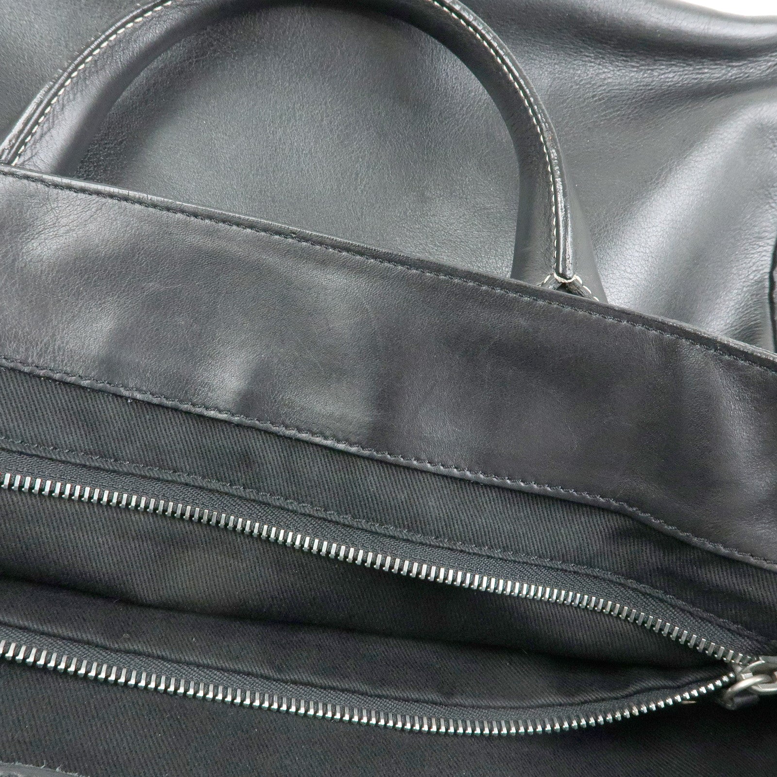 CELINE Boogie Bag Leather Hand Bag Tote Bag Black Silver