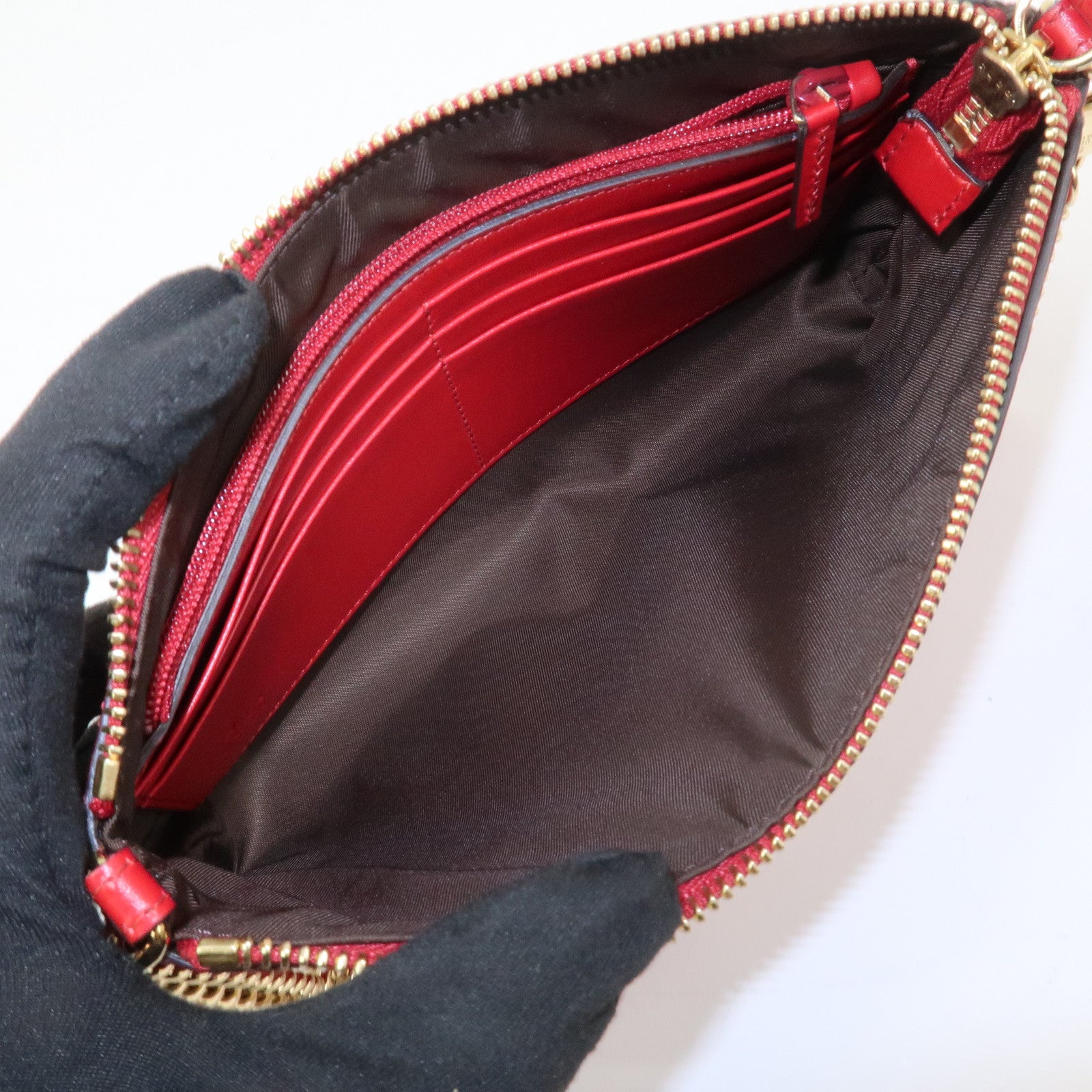 GUCCI Guccissima Leather Chain Shoulder Bag Pouch Red 428449