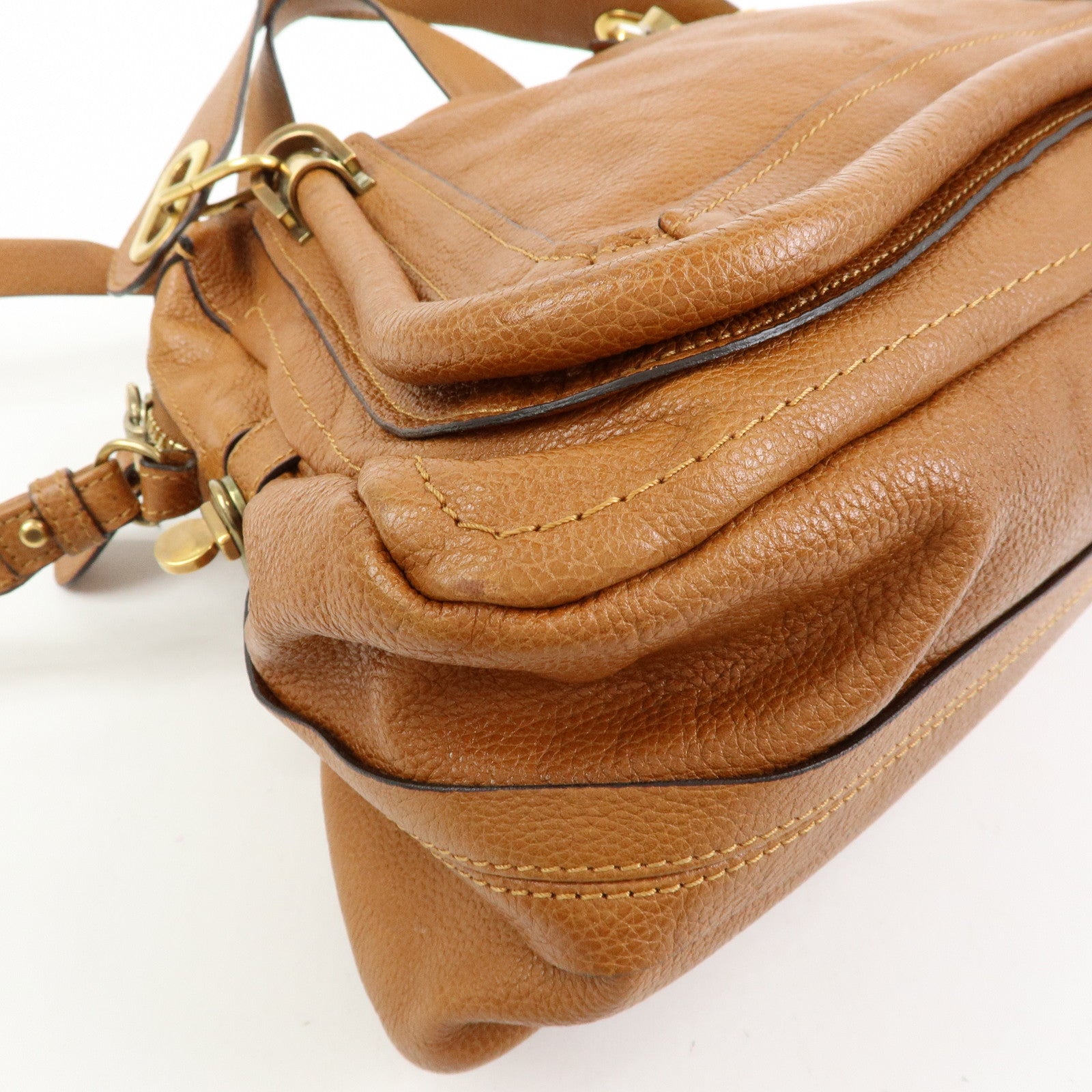 Chloe Paraty Leather 2Way Bag Shoulder Bag Hand Bag Brown