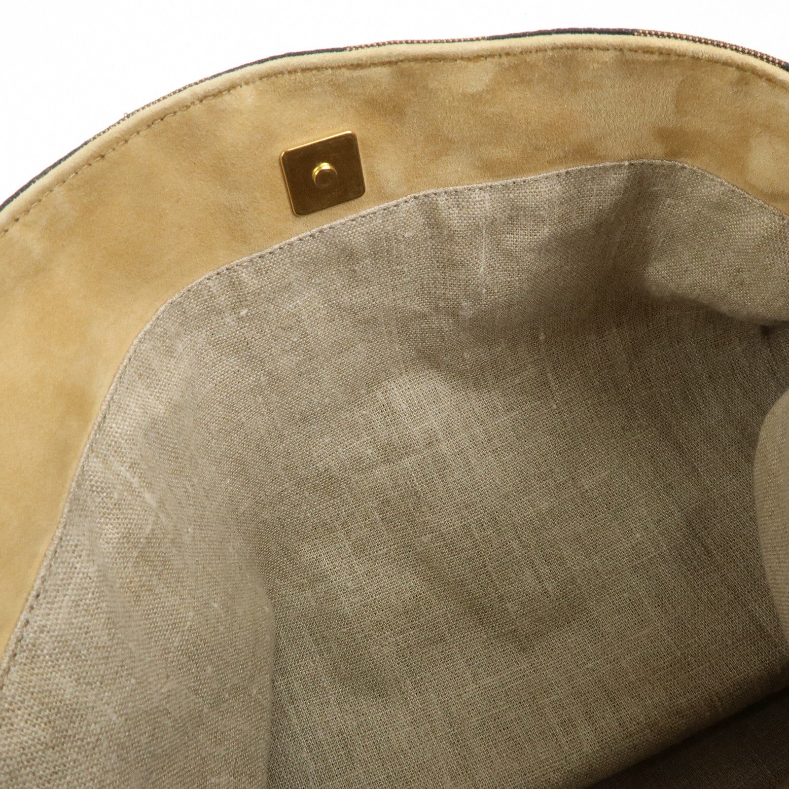 FENDI Pequin Canvas Leather Shoulder Bag Brown Red 8BR653