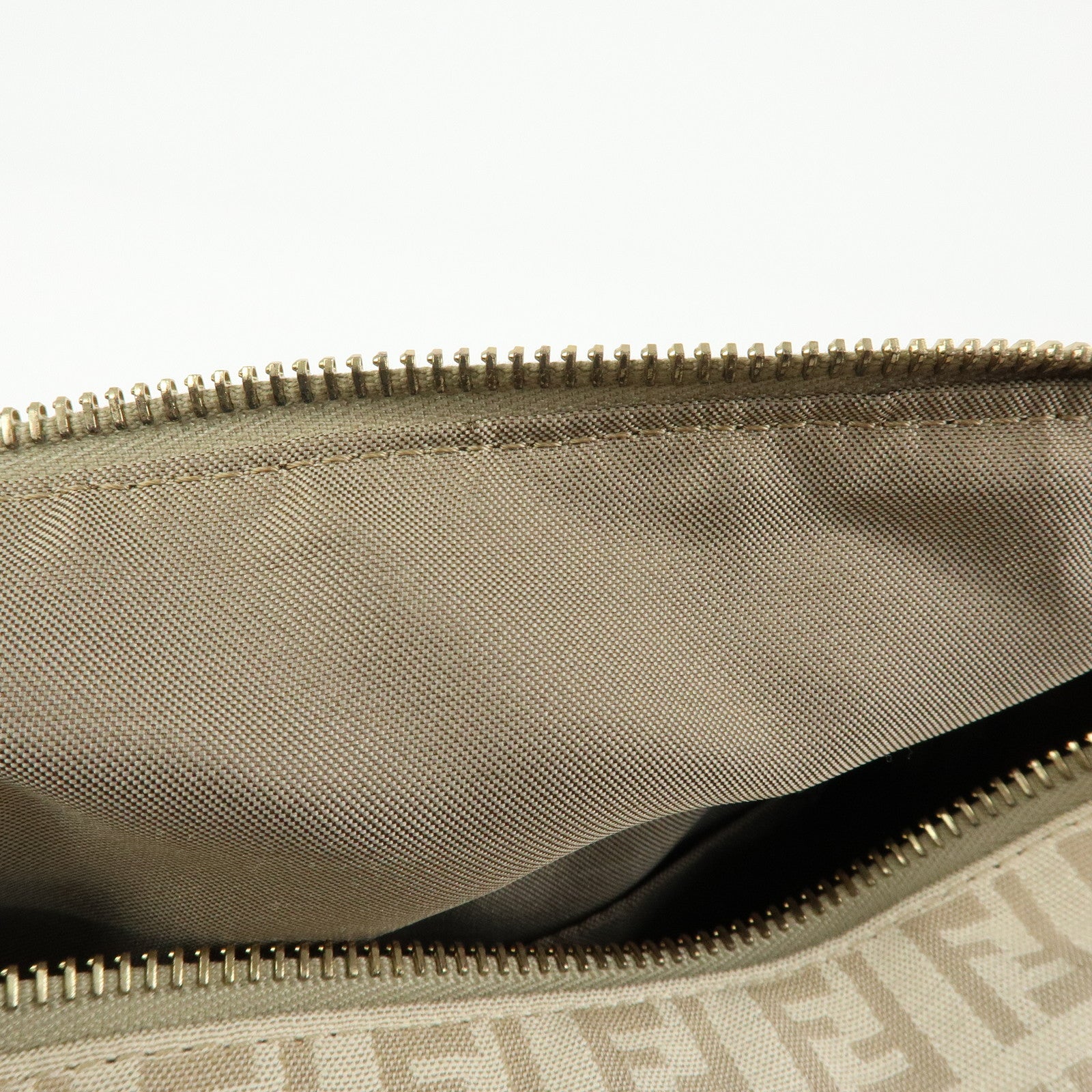 FENDI Zucchino Canvas Leather Boston Bag Hand Bag Beige 8BL068