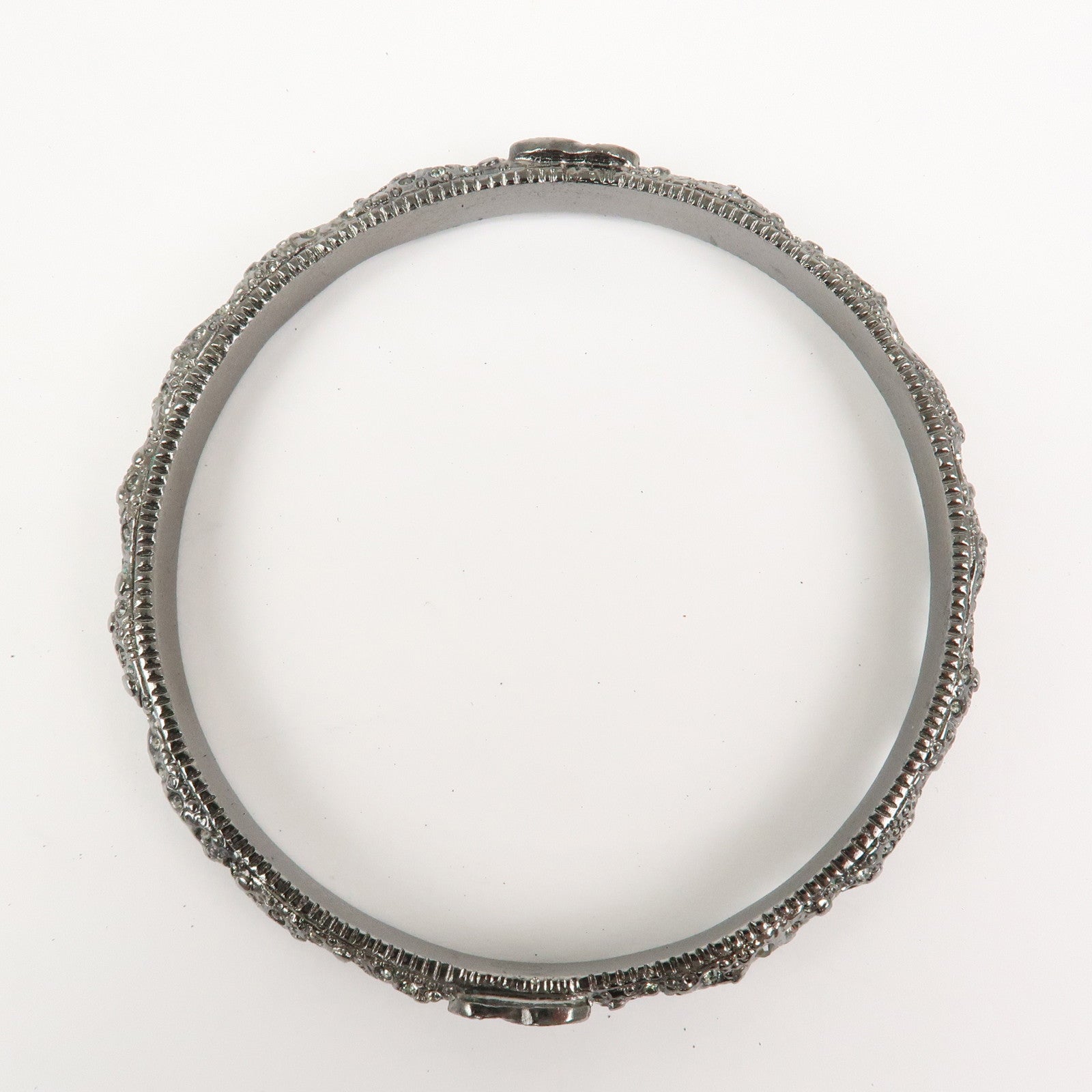 CHANEL COCO Mark Bangle Bracelet Metal Silver Grey