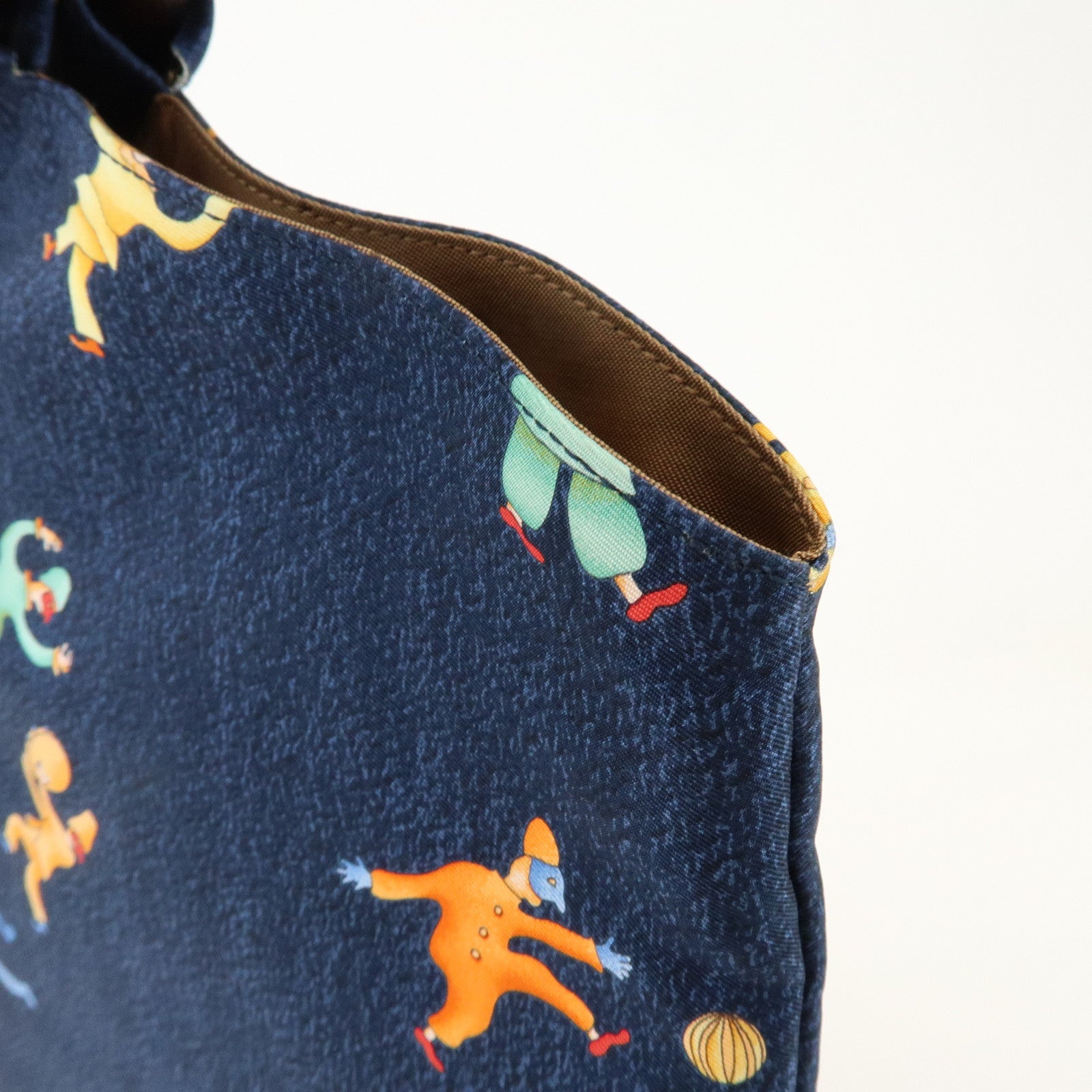 BVLGARI Logo Canvas Leather Hand Bag Navy