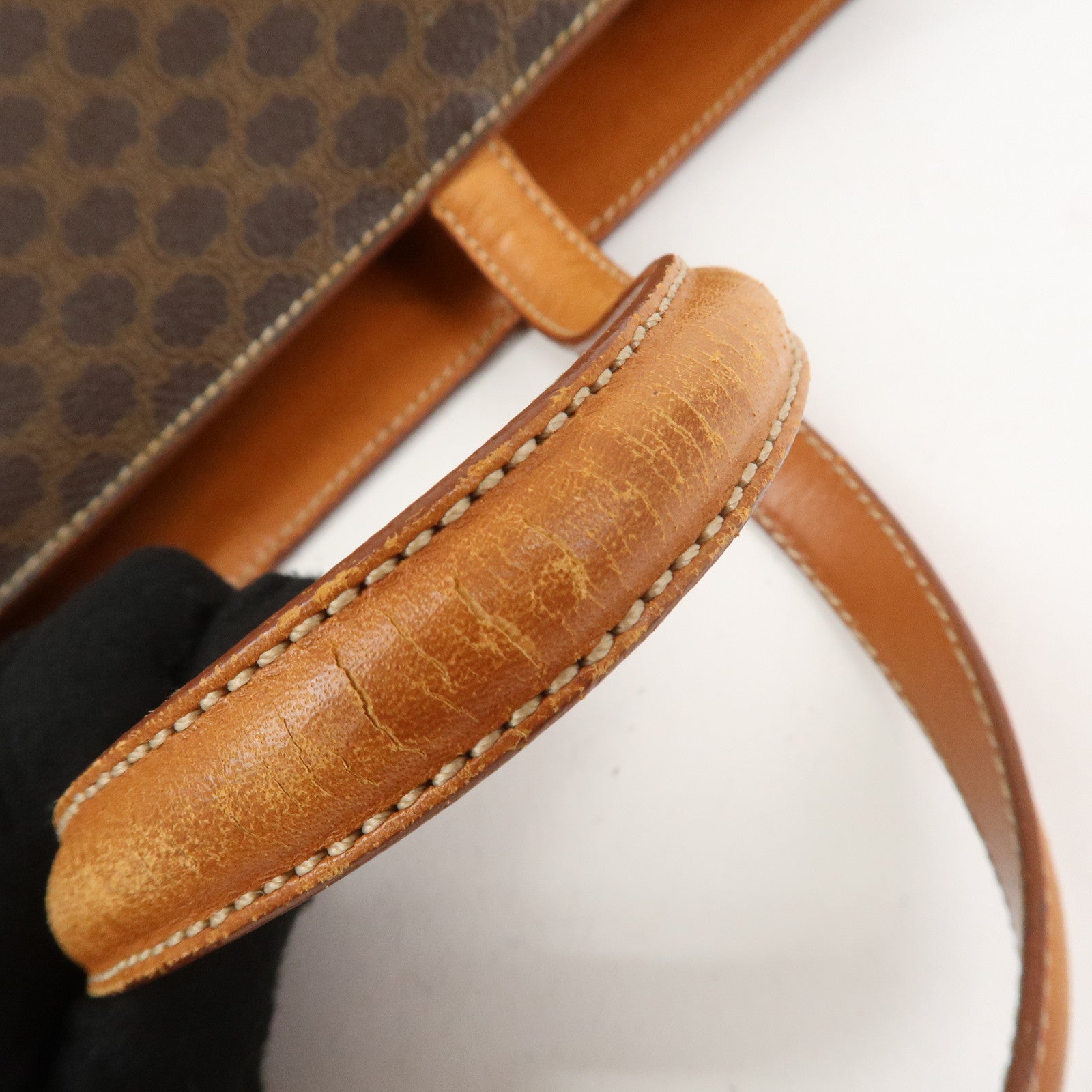 CELINE Macadam PVC Leather Hand Bag Tote Bag Brown
