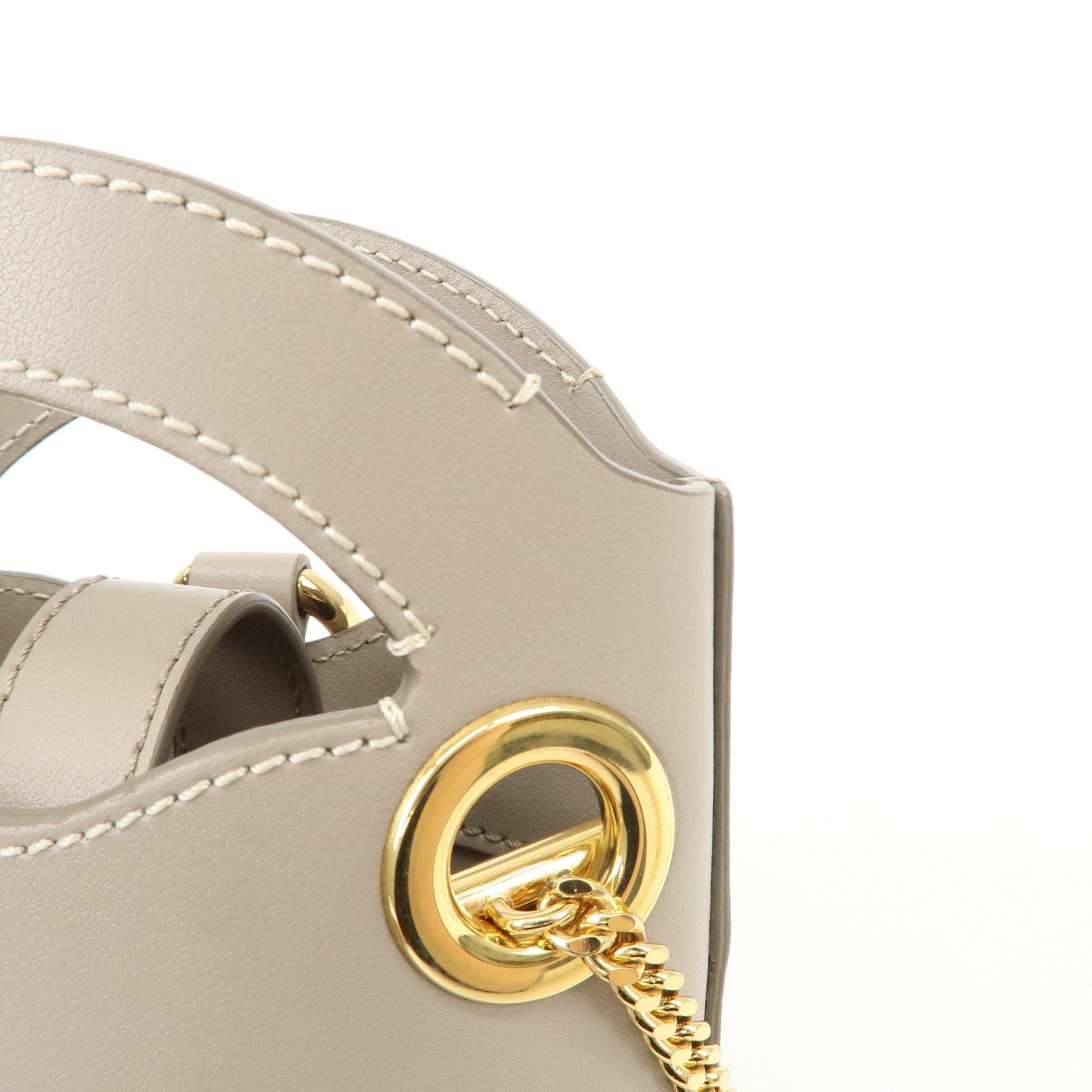 Chloe Leather Small Phone Pouch Hand Bag Shoulder Bag Greige