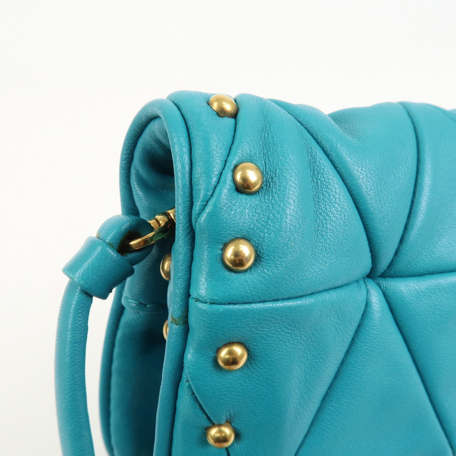 MIUMIU Matelasse Leather 2 Way Bag Shoulder Bag Blue RP0169
