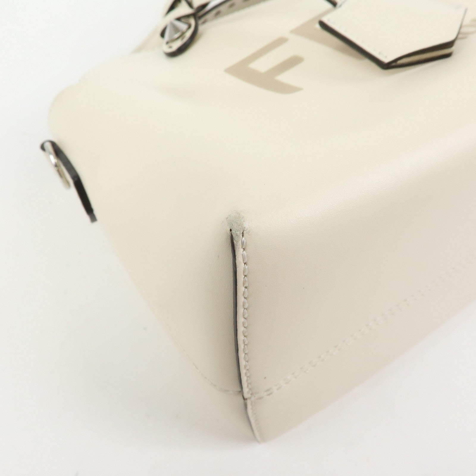 FENDI By The Way Leather Medium 2Way Bag Shoulder Bag Ivory 8BL146