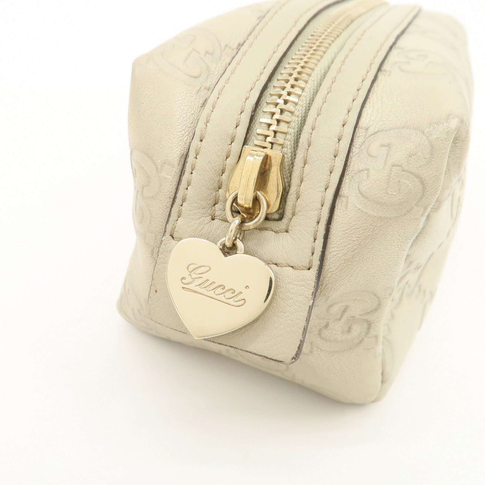 GUCCI Guccissima Leather Pouch Cosmetic Pouch Purse Ivory 153228