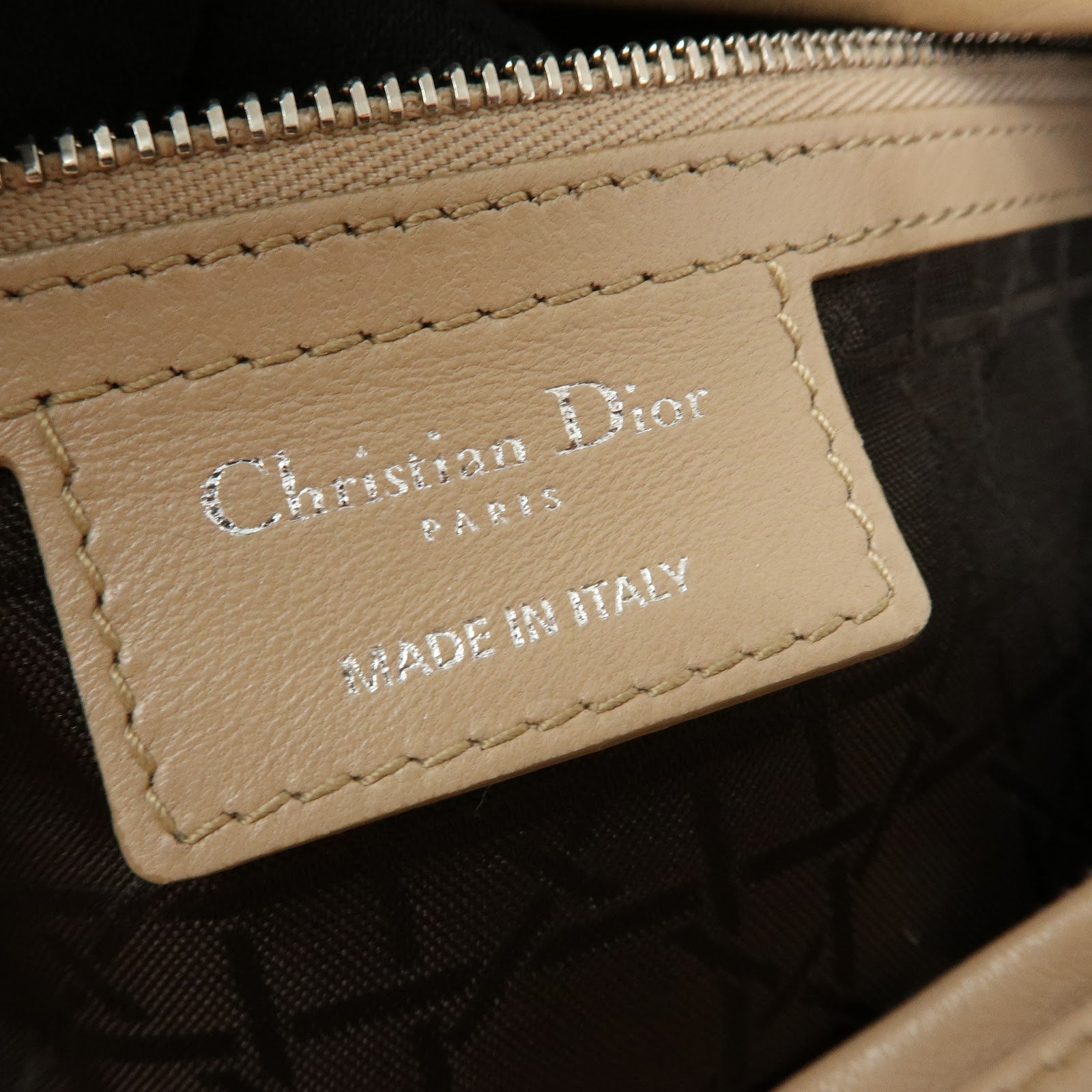 Christian Dior Cannage Lady Dior Leather 2Way Bag Hand Bag Beige