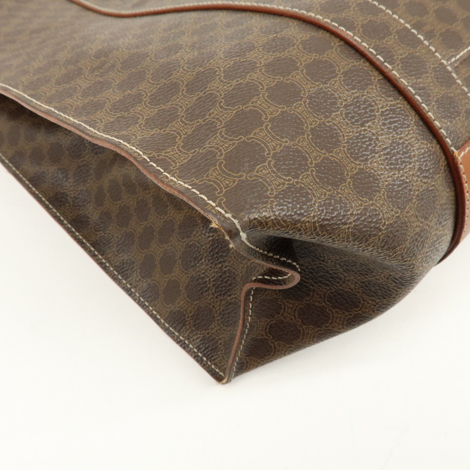 CELINE  Macadam PVC Leather Tote Bag Shoulder Bag Brown