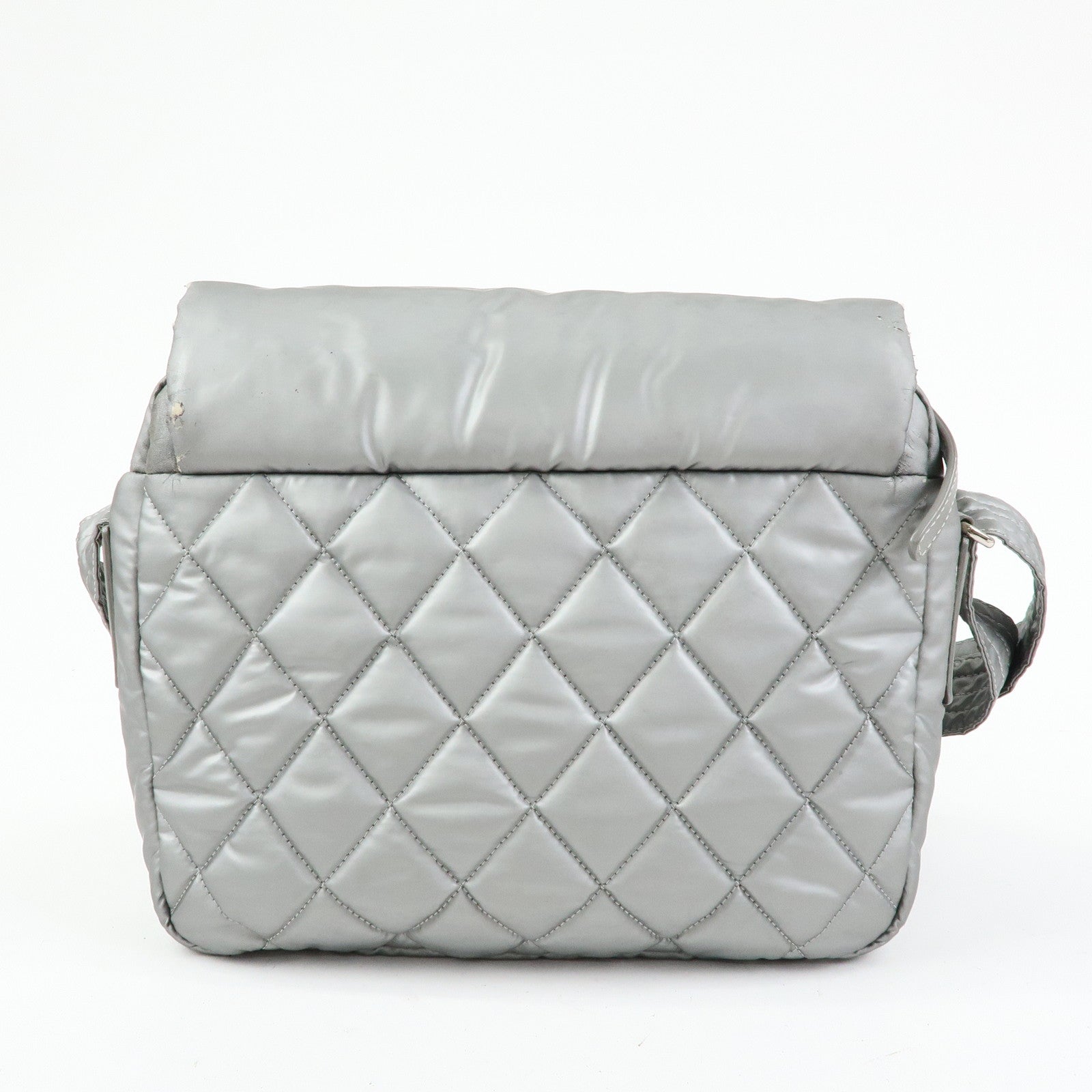 CHANEL Sports Matelasse PVC Coated Canvas Shoulder Bag Silver