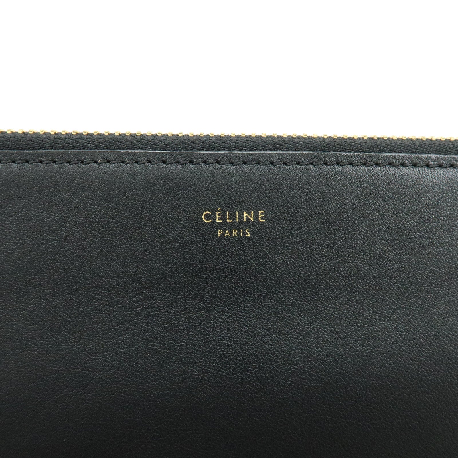 CELINE Trio Leather Shoulder Bag Crossbody Bag Black
